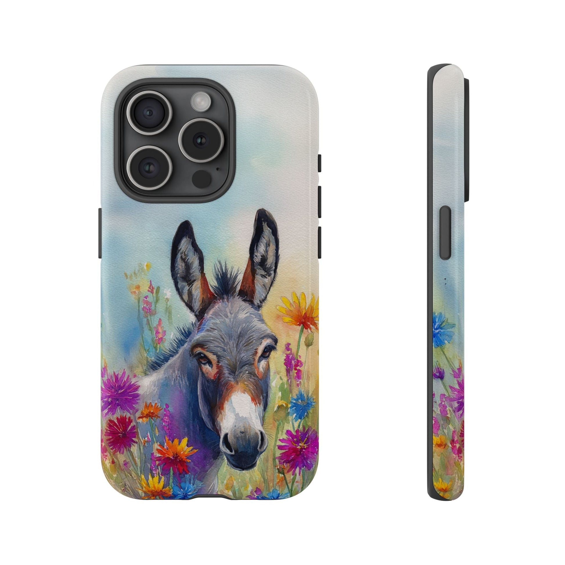 Donkey iPhone Case - Cute Floral Phone Cover, Two Layer Tough Phone Case - FlooredByArt