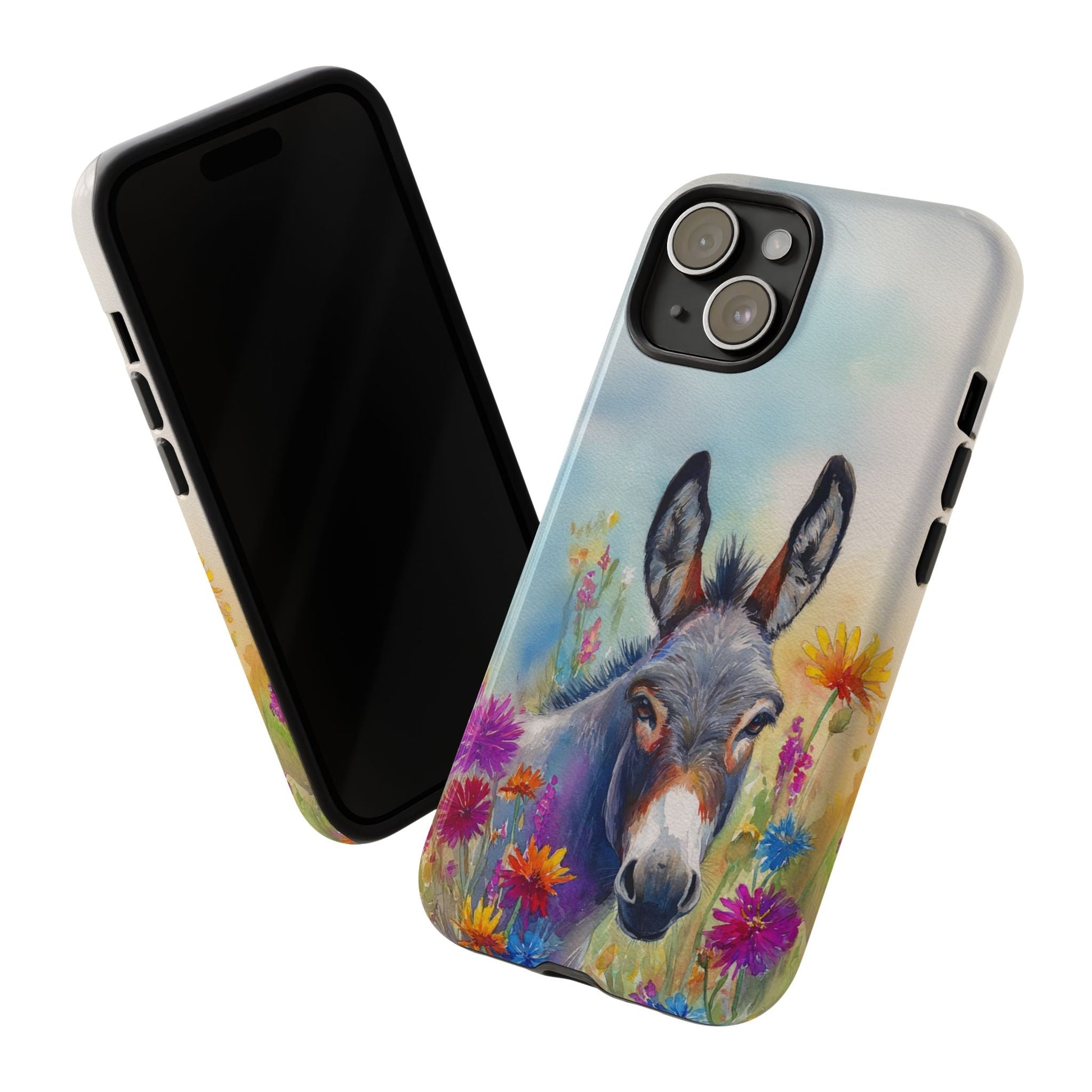 Donkey iPhone Case - Cute Floral Phone Cover, Two Layer Tough Phone Case - FlooredByArt
