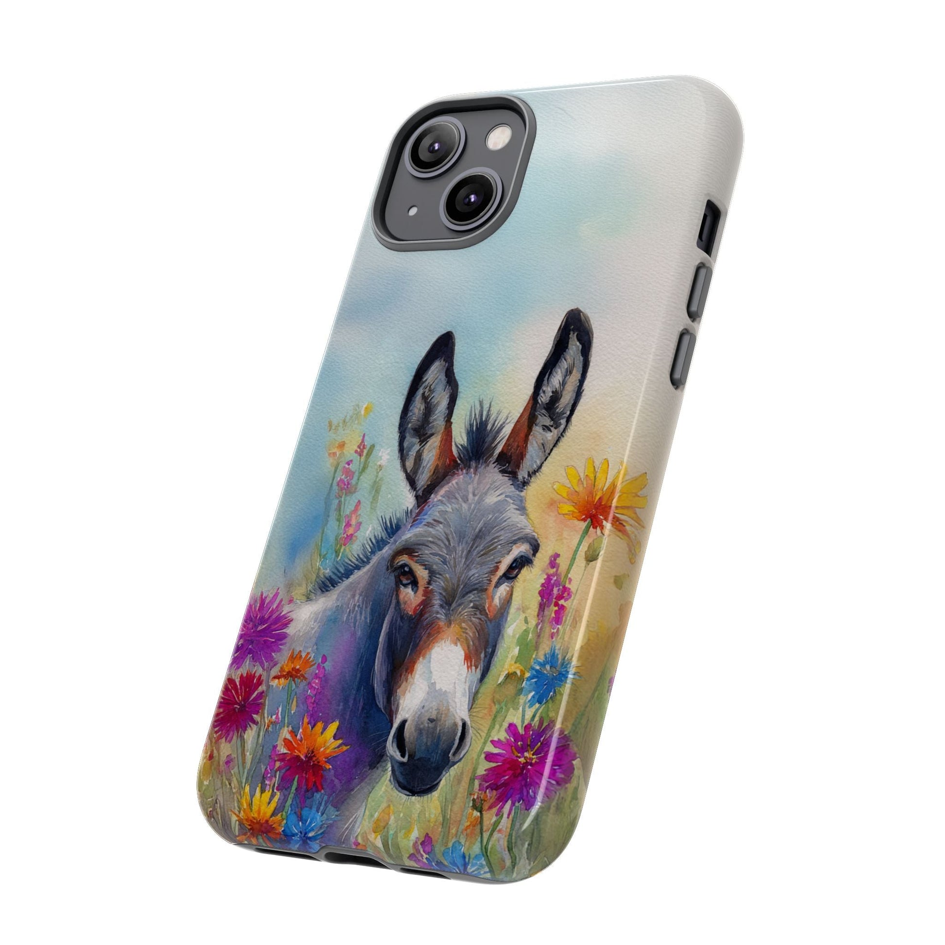Donkey iPhone Case - Cute Floral Phone Cover, Two Layer Tough Phone Case - FlooredByArt