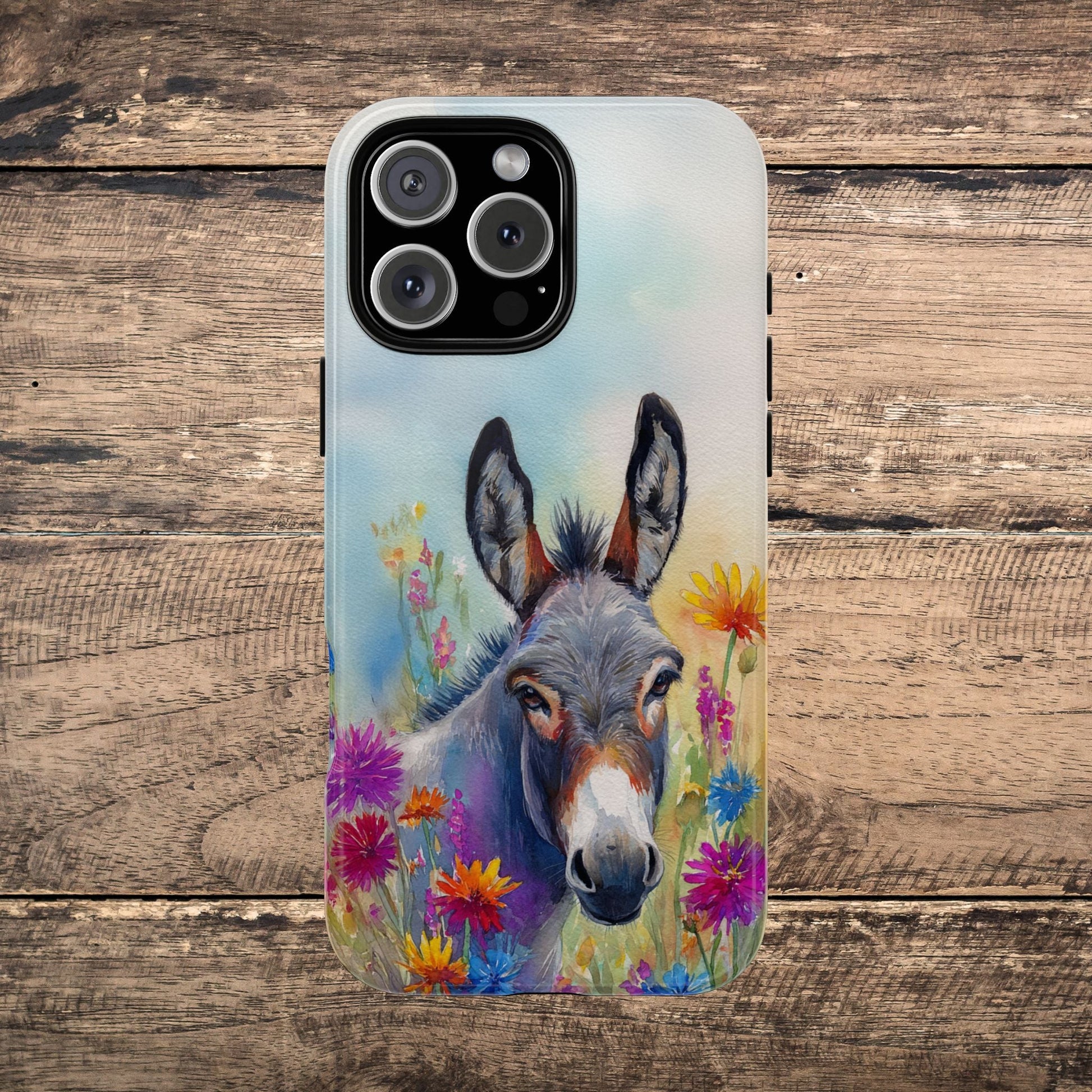 Donkey iPhone Case - Cute Floral Phone Cover, Two Layer Tough Phone Case - FlooredByArt