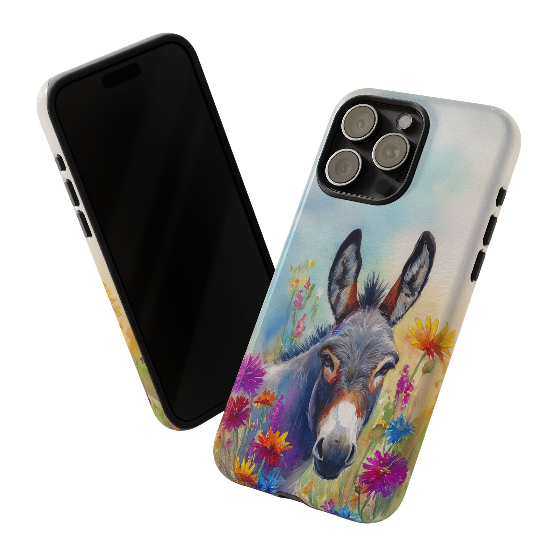 Donkey iPhone Case - Cute Floral Phone Cover, Two Layer Tough Phone Case - FlooredByArt