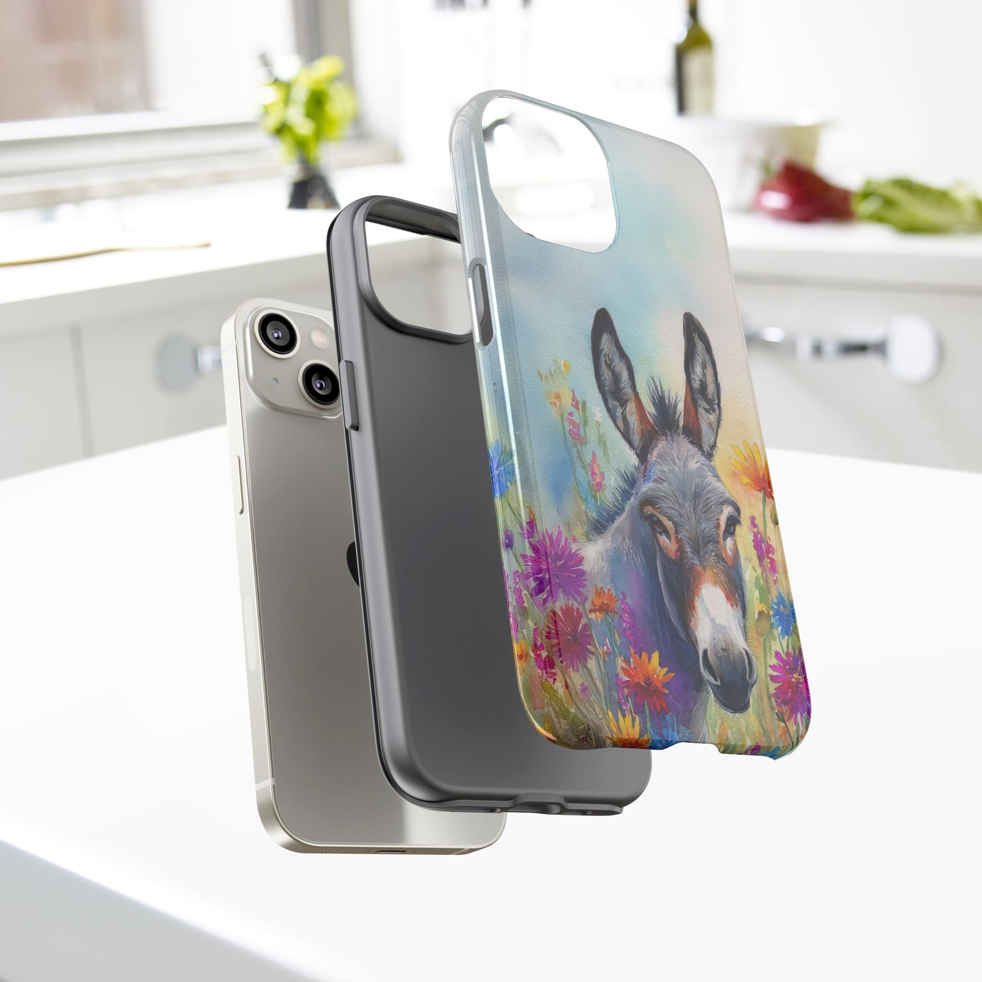 Donkey iPhone Case - Cute Floral Phone Cover, Two Layer Tough Phone Case - FlooredByArt