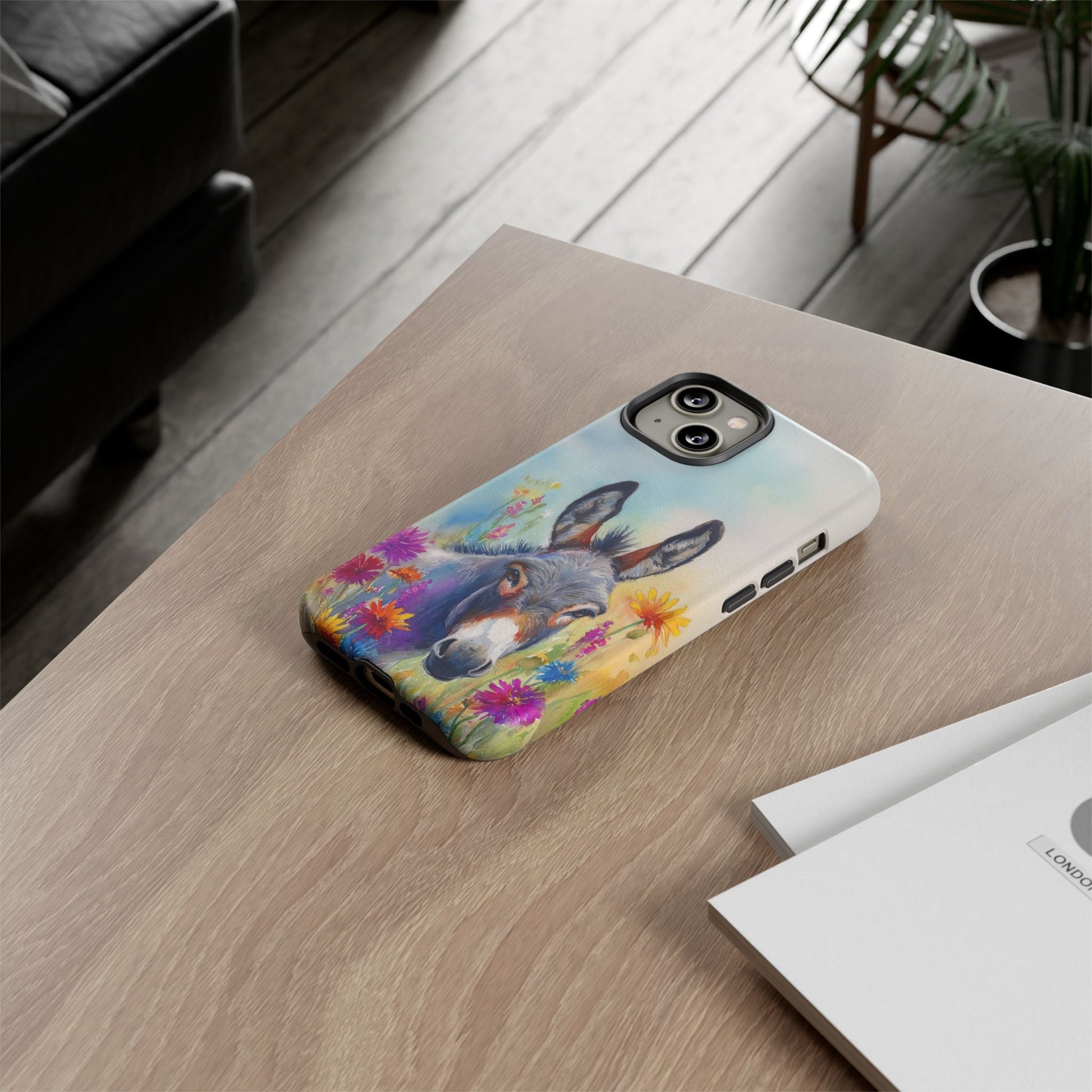 Donkey iPhone Case - Cute Floral Phone Cover, Two Layer Tough Phone Case - FlooredByArt
