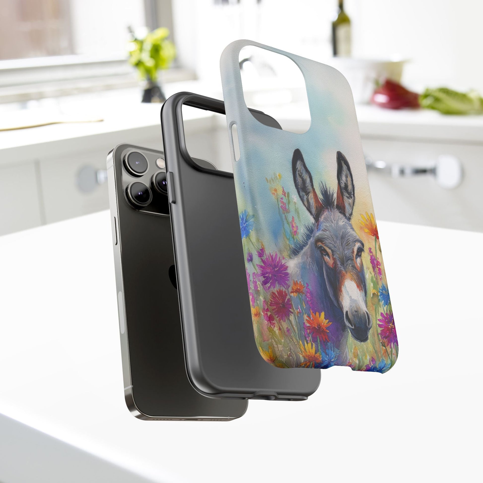 Donkey iPhone Case - Cute Floral Phone Cover, Two Layer Tough Phone Case - FlooredByArt