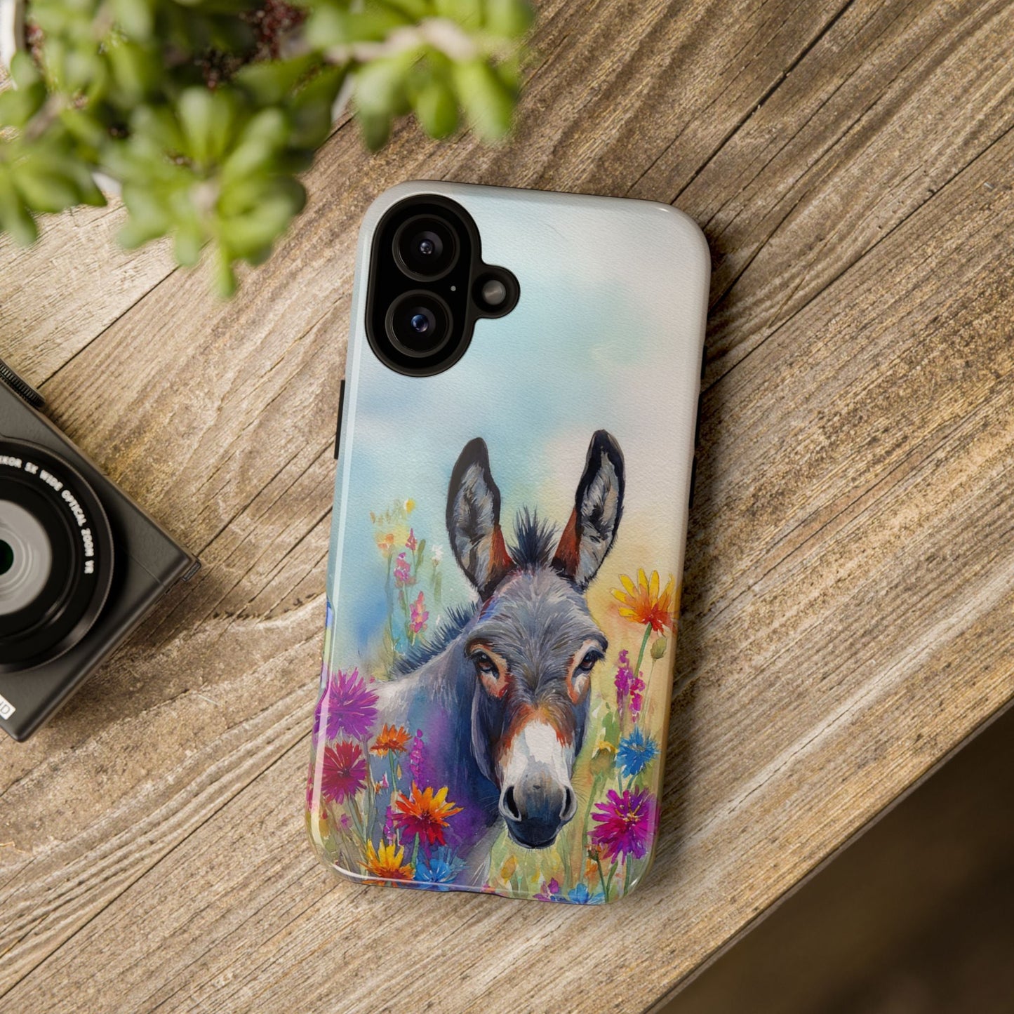 Donkey iPhone Case - Cute Floral Phone Cover, Two Layer Tough Phone Case - FlooredByArt