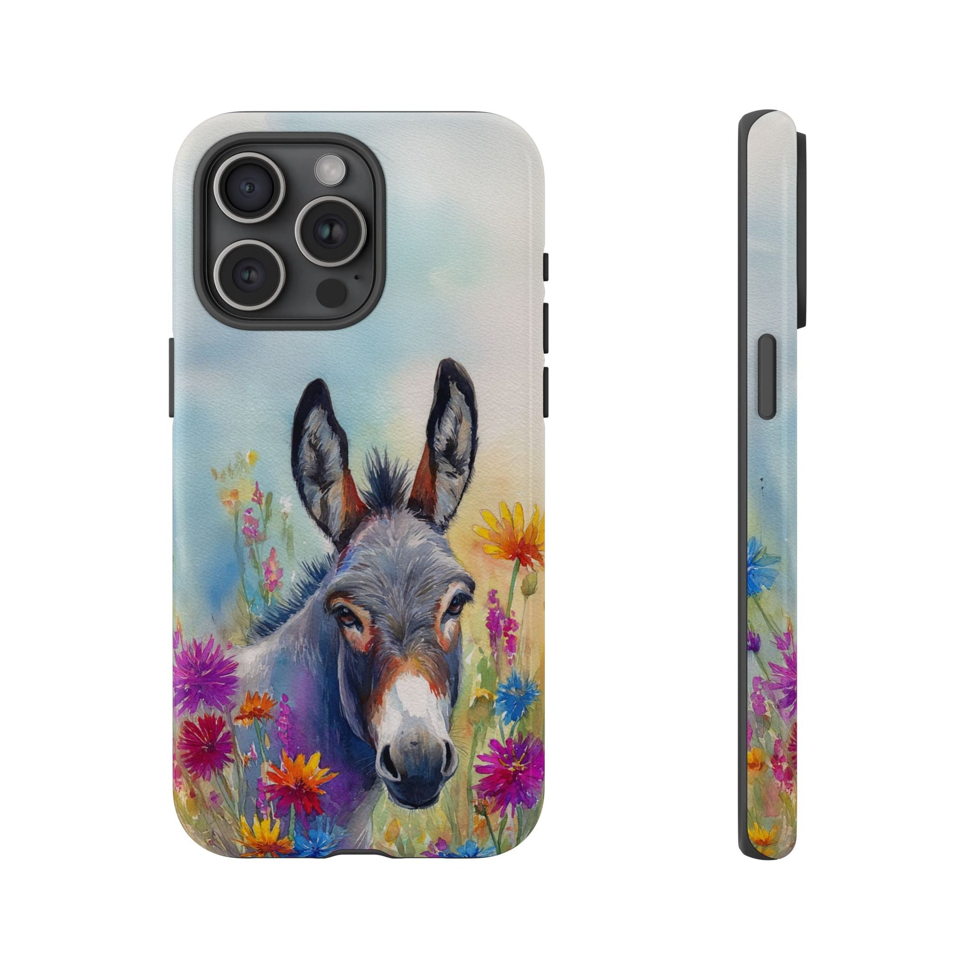 Donkey iPhone Case - Cute Floral Phone Cover, Two Layer Tough Phone Case - FlooredByArt