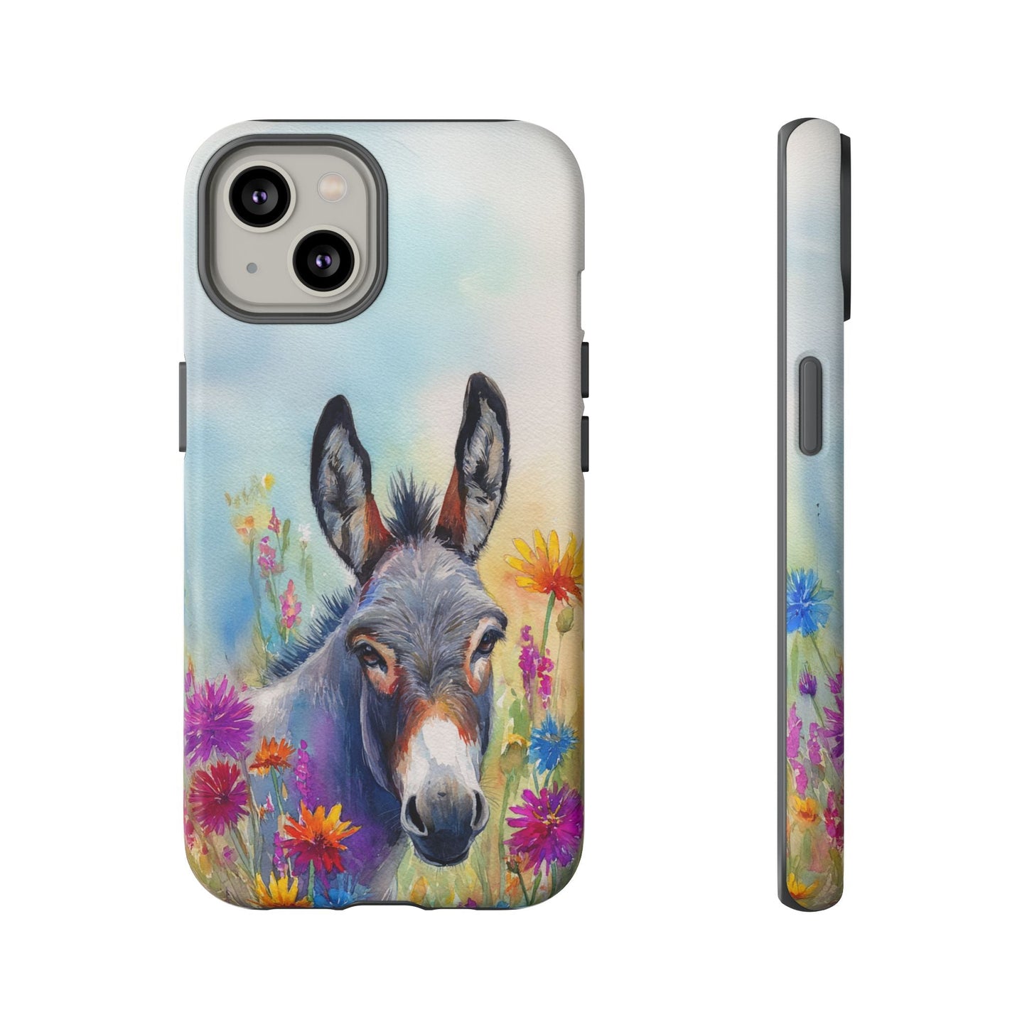 Donkey iPhone Case - Cute Floral Phone Cover, Two Layer Tough Phone Case - FlooredByArt
