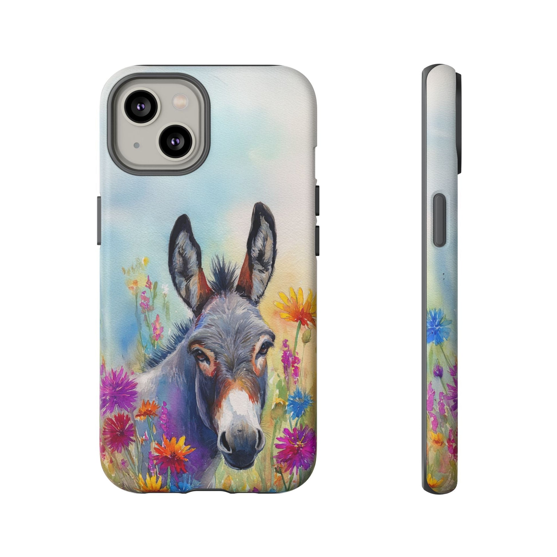 Donkey iPhone Case - Cute Floral Phone Cover, Two Layer Tough Phone Case - FlooredByArt
