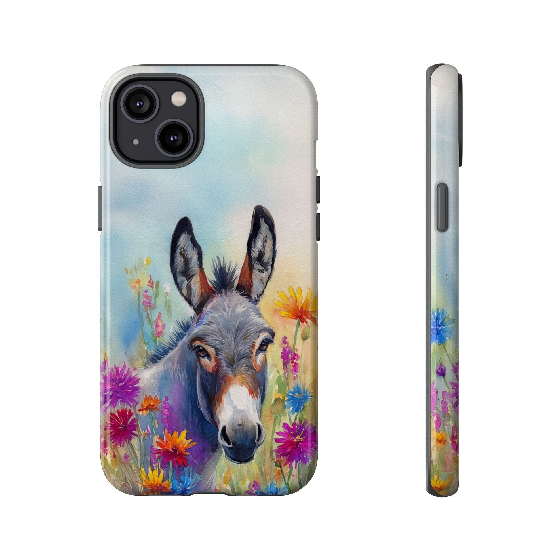 Donkey iPhone Case - Cute Floral Phone Cover, Two Layer Tough Phone Case - FlooredByArt