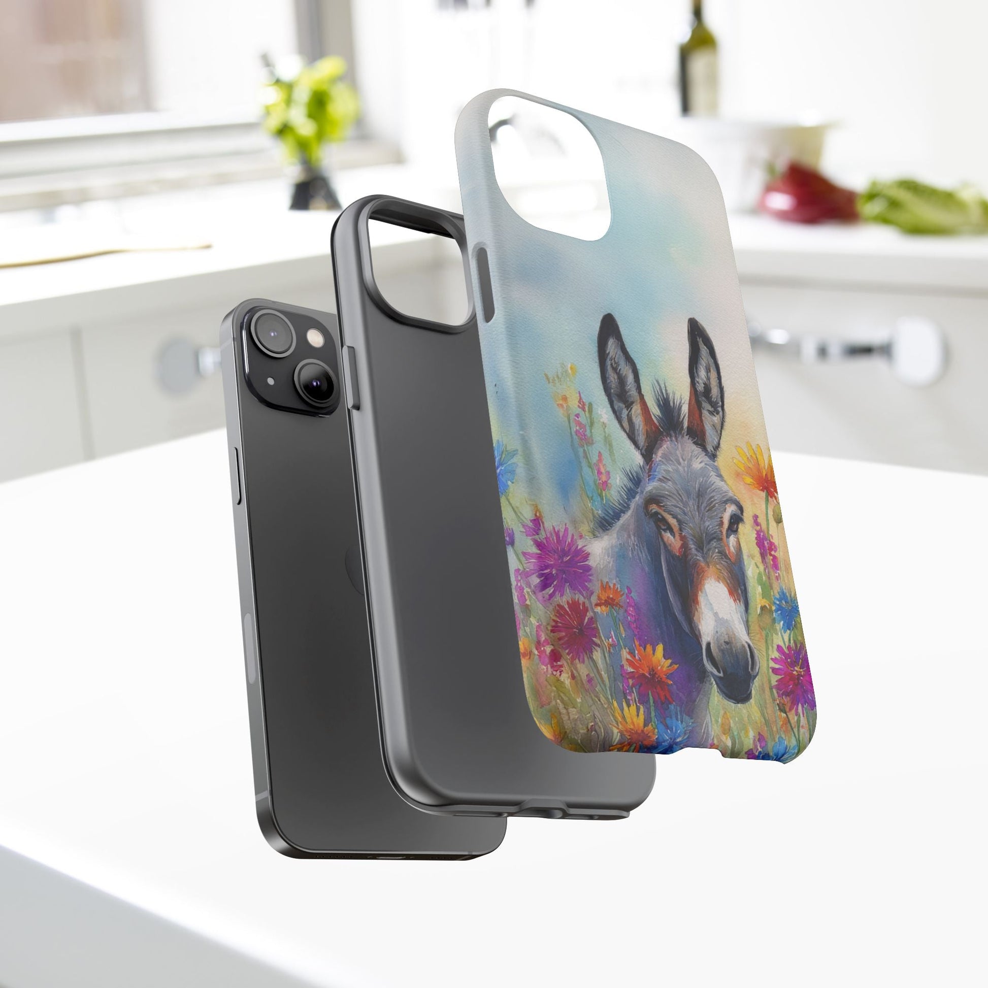 Donkey iPhone Case - Cute Floral Phone Cover, Two Layer Tough Phone Case - FlooredByArt
