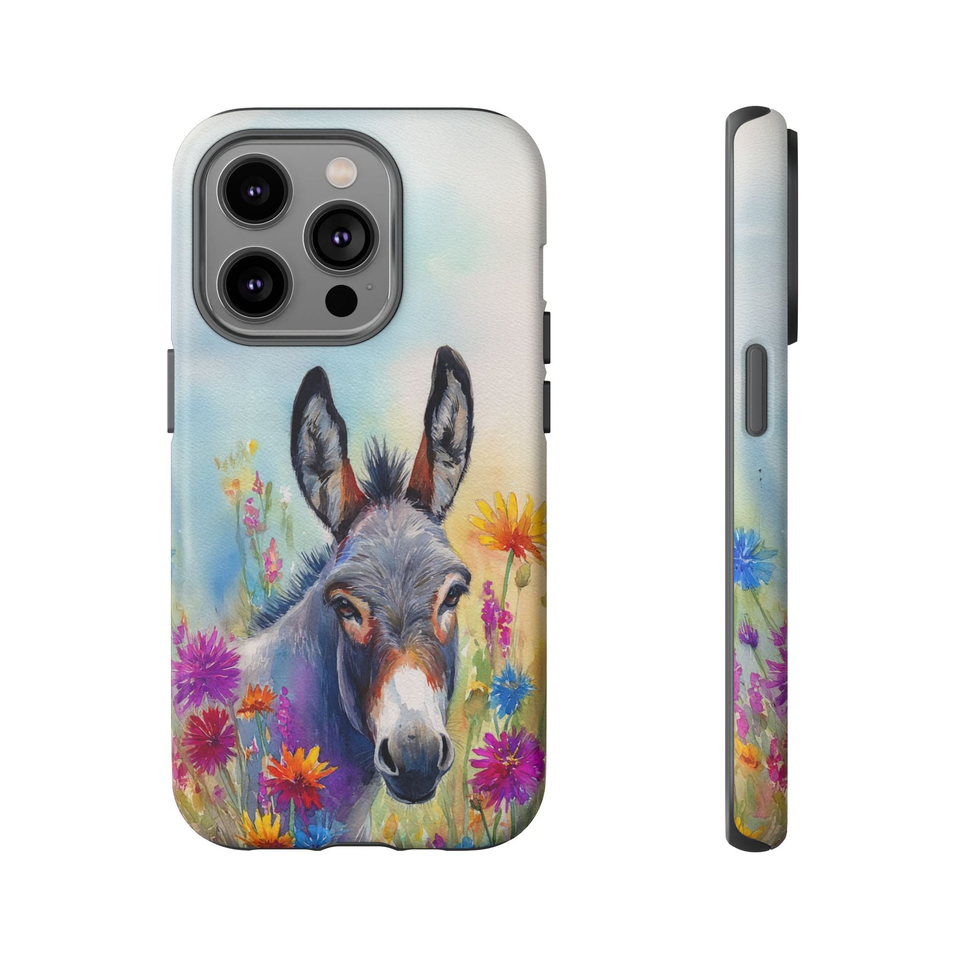 Donkey iPhone Case - Cute Floral Phone Cover, Two Layer Tough Phone Case - FlooredByArt