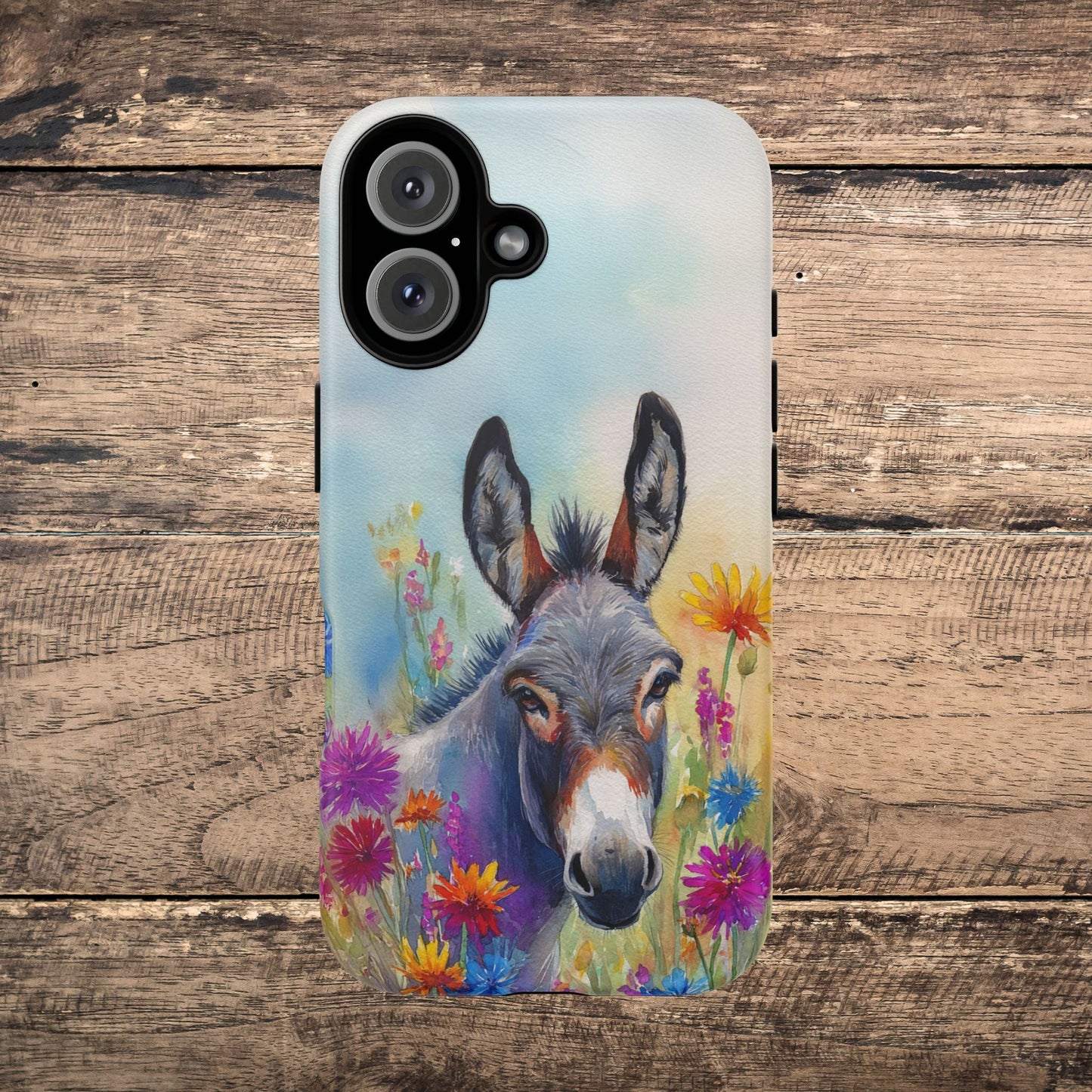 Donkey iPhone Case - Cute Floral Phone Cover, Two Layer Tough Phone Case - FlooredByArt
