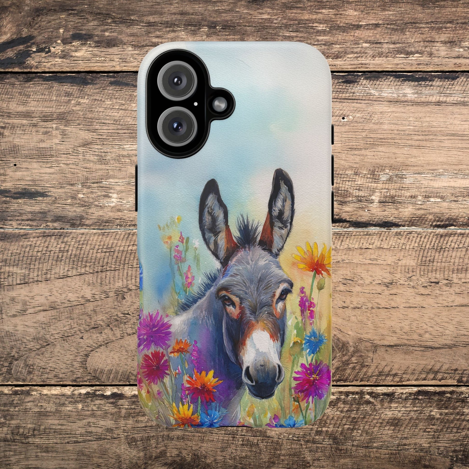 Donkey iPhone Case - Cute Floral Phone Cover, Two Layer Tough Phone Case - FlooredByArt