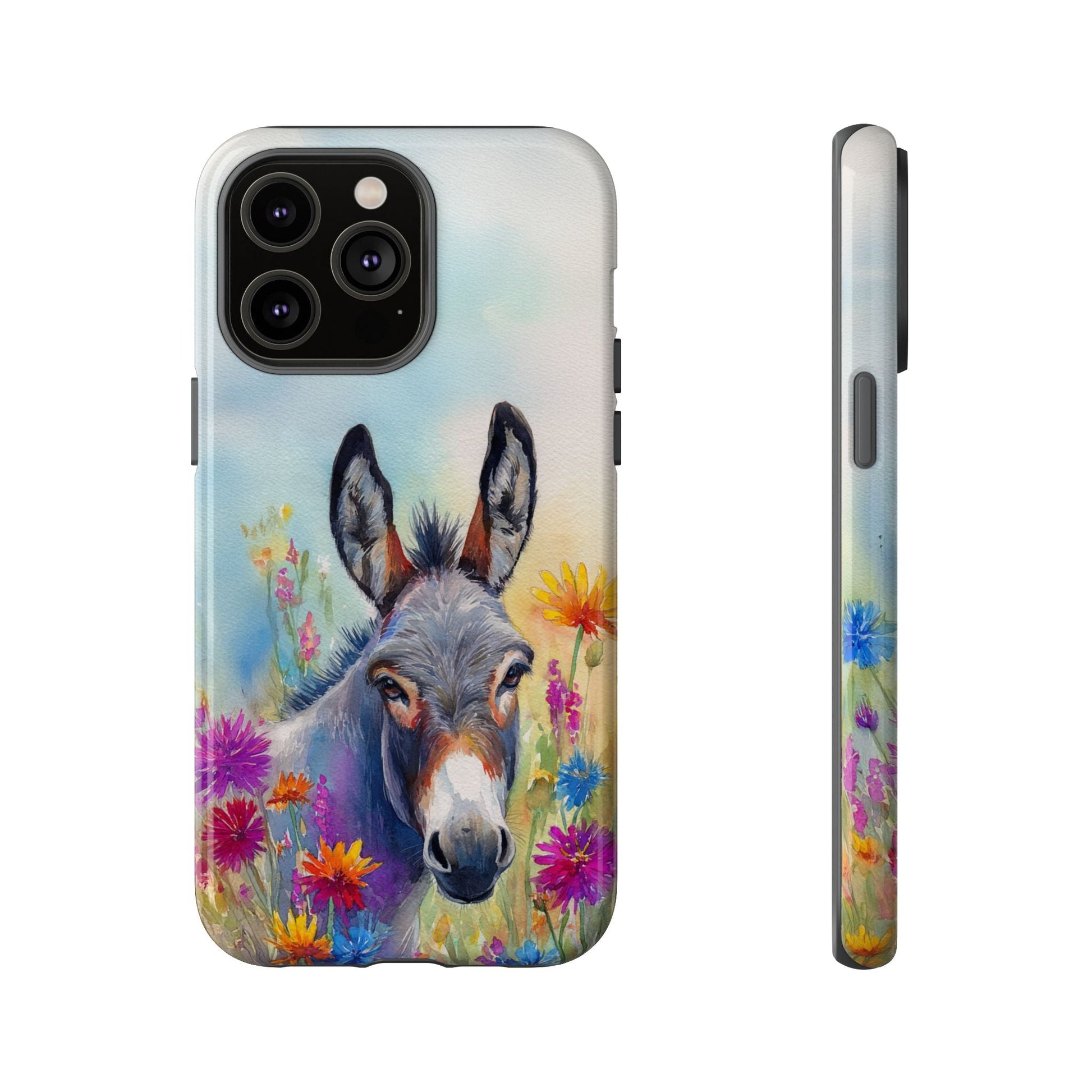 Donkey iPhone Case - Cute Floral Phone Cover, Two Layer Tough Phone Case - FlooredByArt