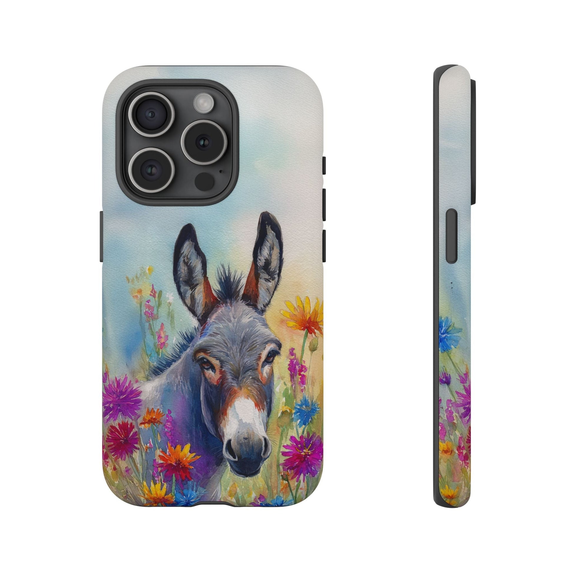 Donkey iPhone Case - Cute Floral Phone Cover, Two Layer Tough Phone Case - FlooredByArt