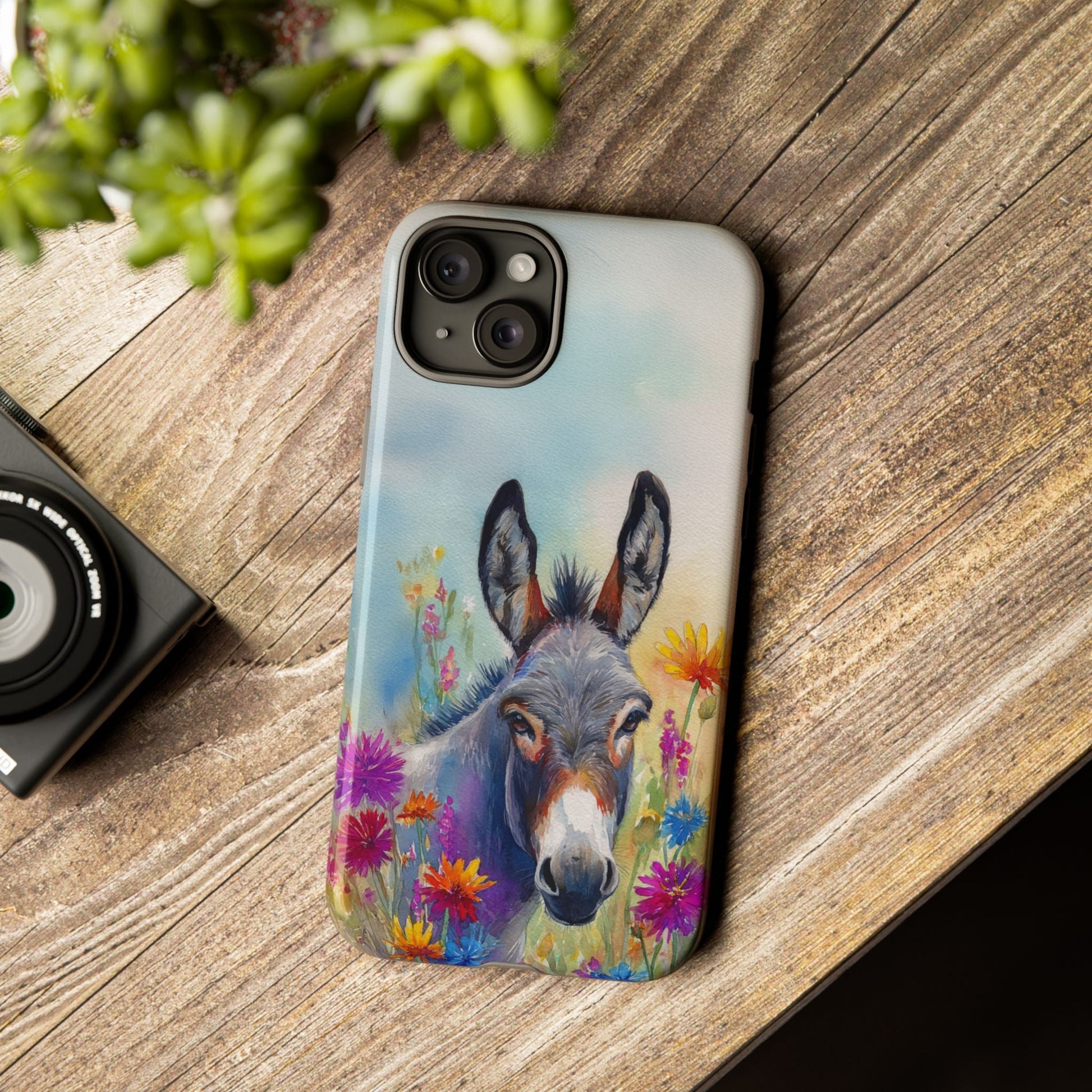 Donkey iPhone Case - Cute Floral Phone Cover, Two Layer Tough Phone Case - FlooredByArt