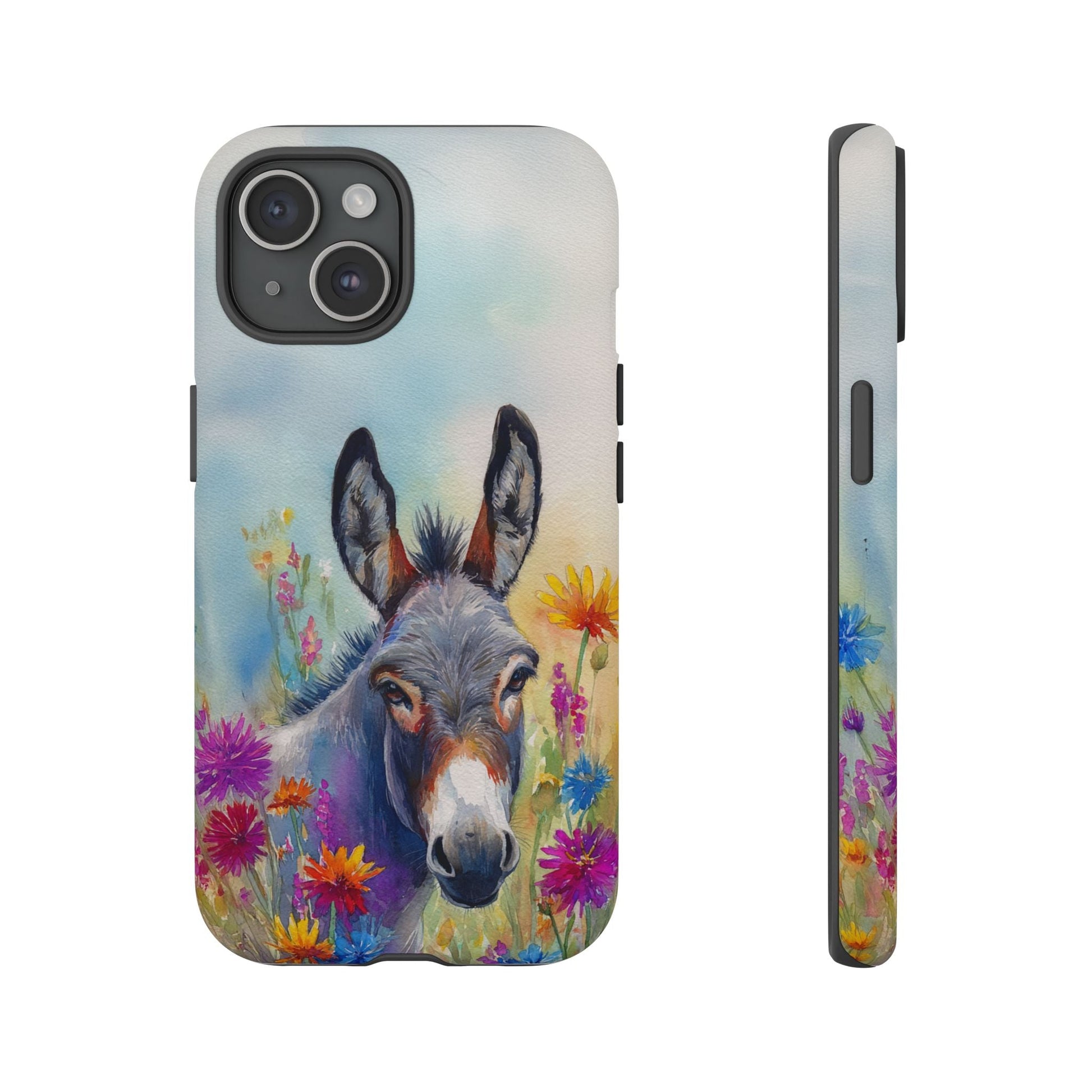 Donkey iPhone Case - Cute Floral Phone Cover, Two Layer Tough Phone Case - FlooredByArt