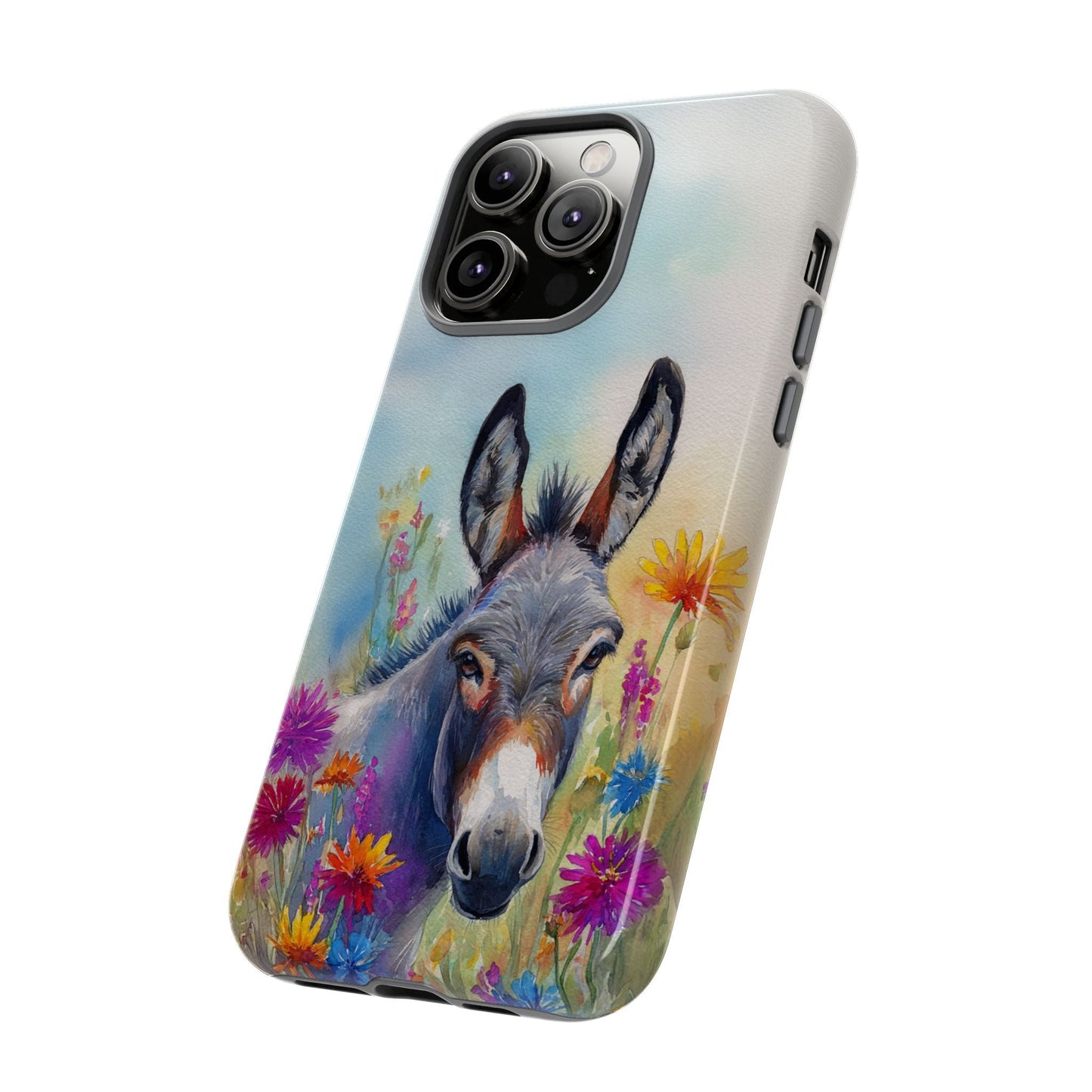 Donkey iPhone Case - Cute Floral Phone Cover, Two Layer Tough Phone Case - FlooredByArt