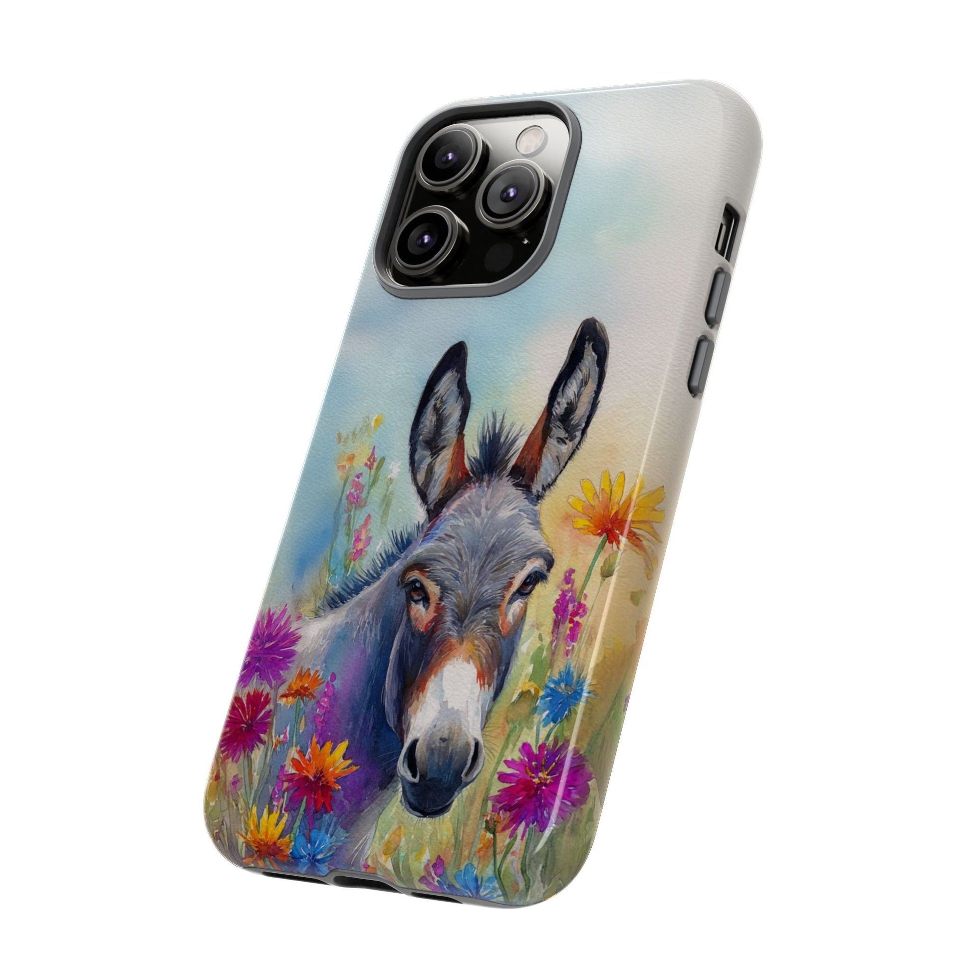 Donkey iPhone Case - Cute Floral Phone Cover, Two Layer Tough Phone Case - FlooredByArt