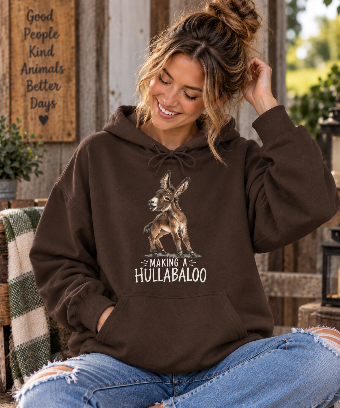 Making a Hullabaloo Donkey Hoodie – Funny Donkey Lover Sweatshirt