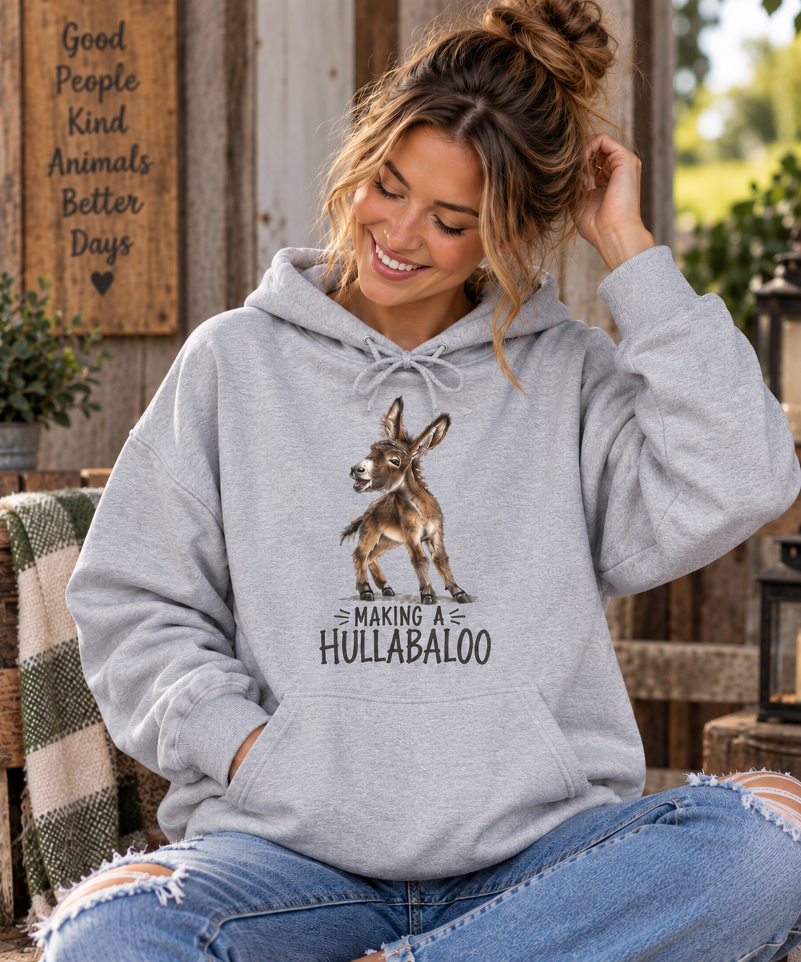 Making a Hullabaloo Donkey Hoodie – Funny Donkey Lover Sweatshirt