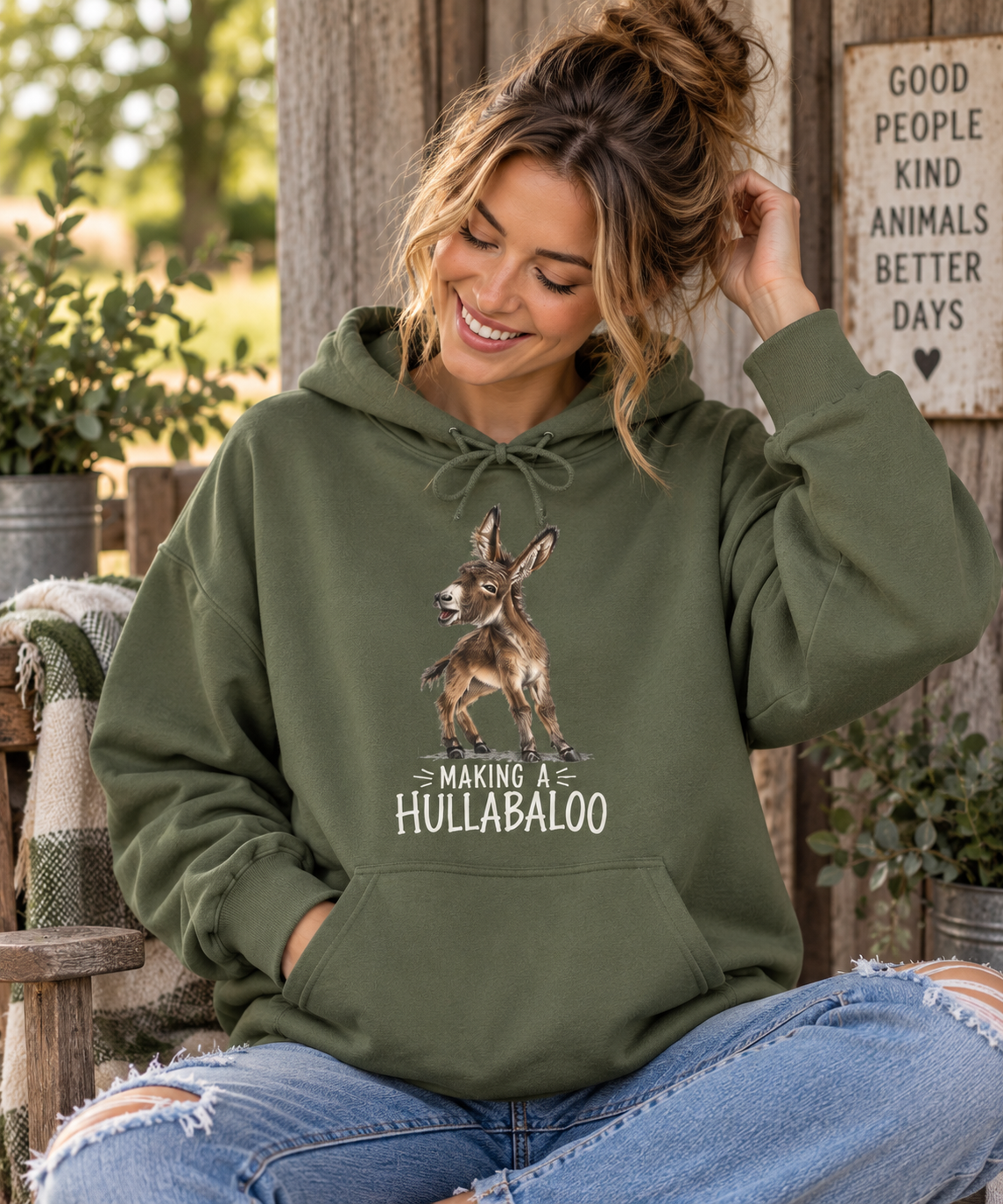 Making a Hullabaloo Donkey Hoodie – Funny Donkey Lover Sweatshirt