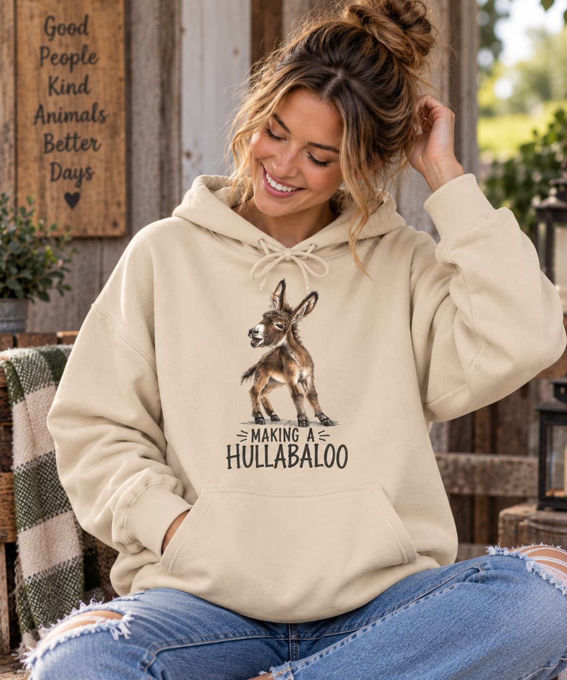 Making a Hullabaloo Donkey Hoodie – Funny Donkey Lover Sweatshirt