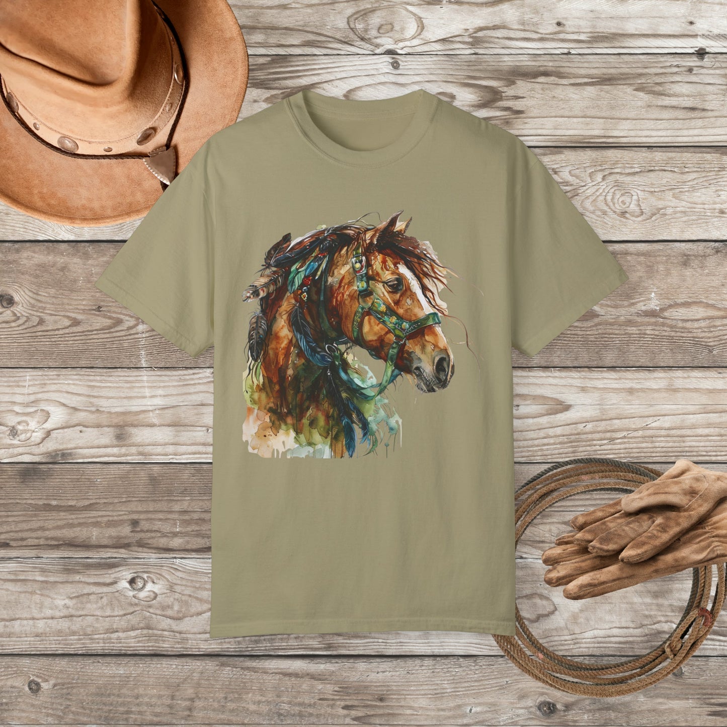 Draft Horse Tshirt, Spirit Horse Watercolor on A Comfort Color T-shirt - FlooredByArt