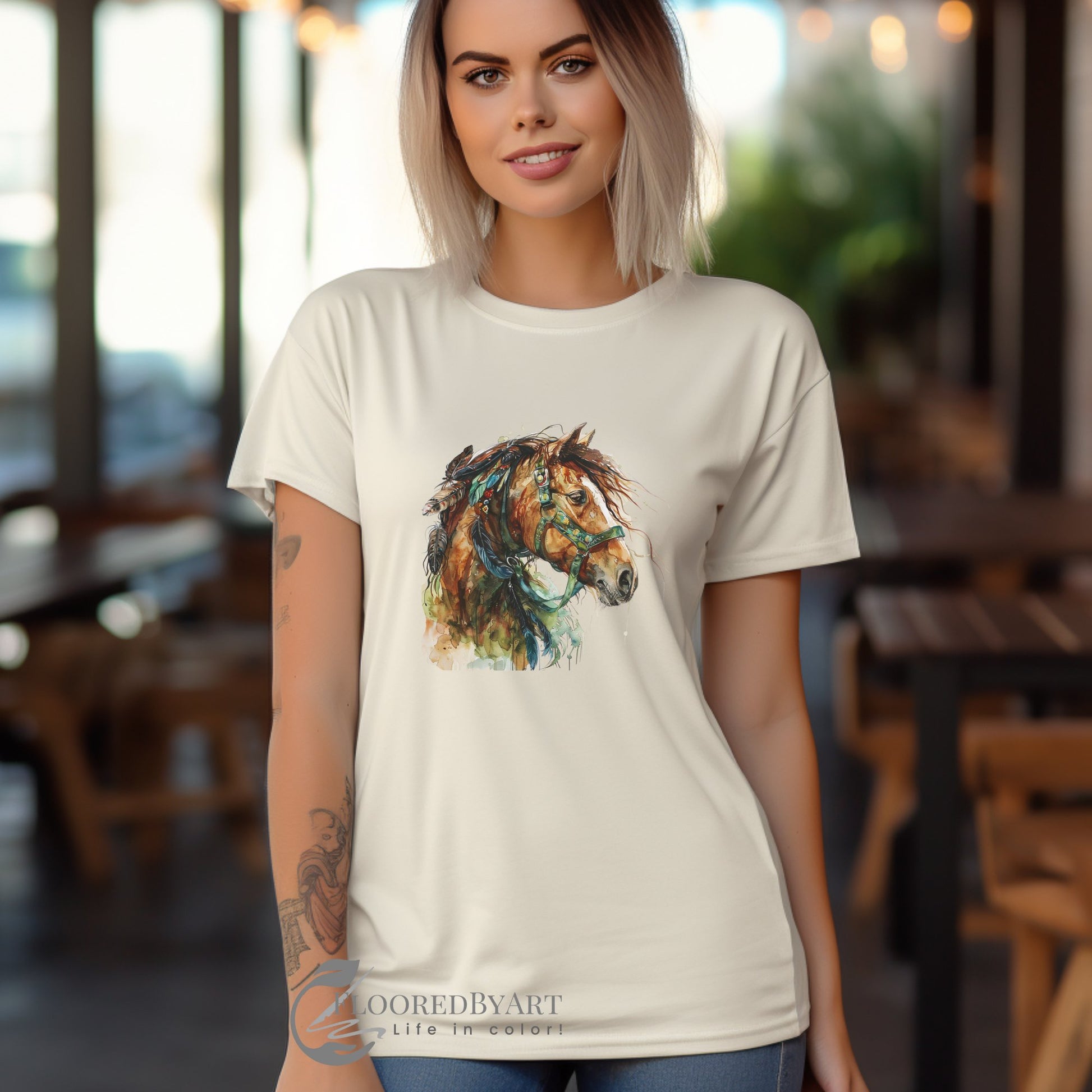 Draft Horse Tshirt, Spirit Horse Watercolor on A Comfort Color T-shirt - FlooredByArt
