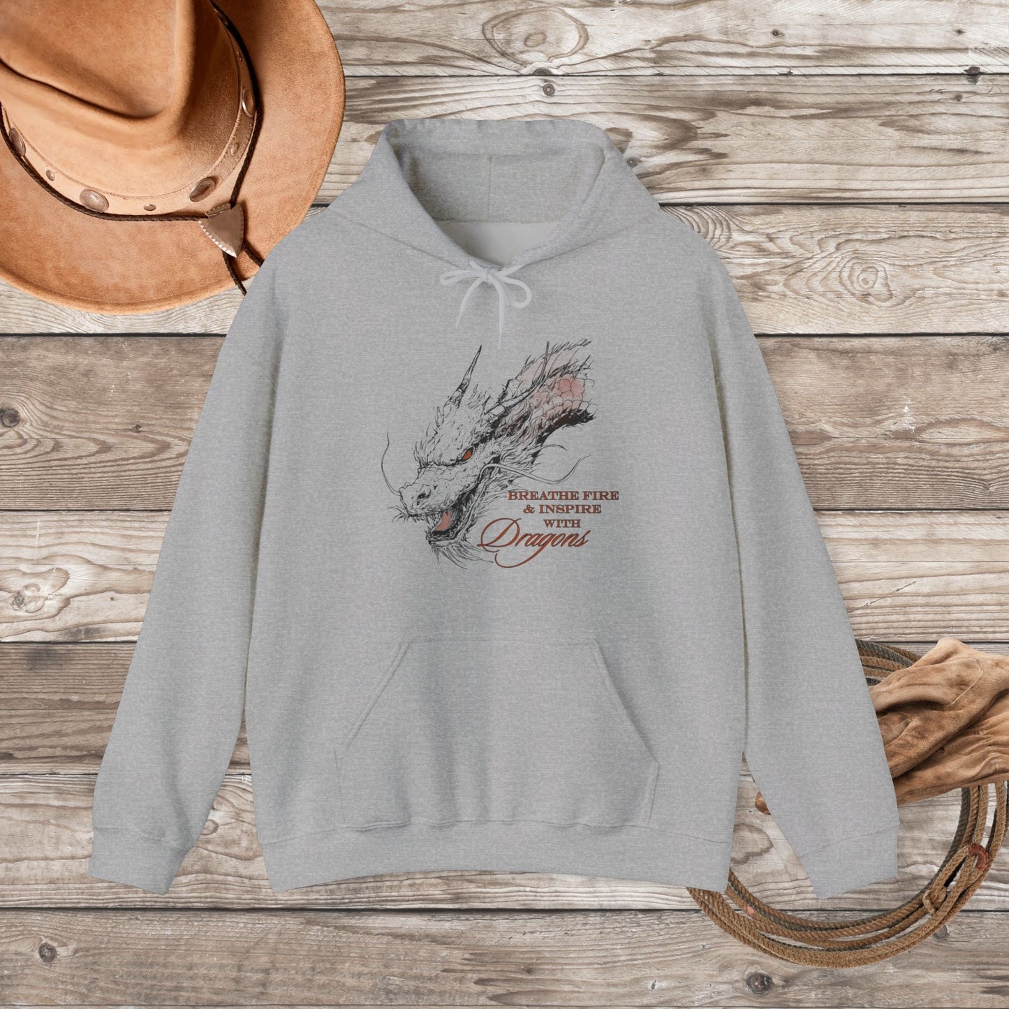 Dragon Shirt Hoodie Sweatshirt, Dragon Art, Breathe, Fantasy Book Lover, Role Player Gift - FlooredByArt