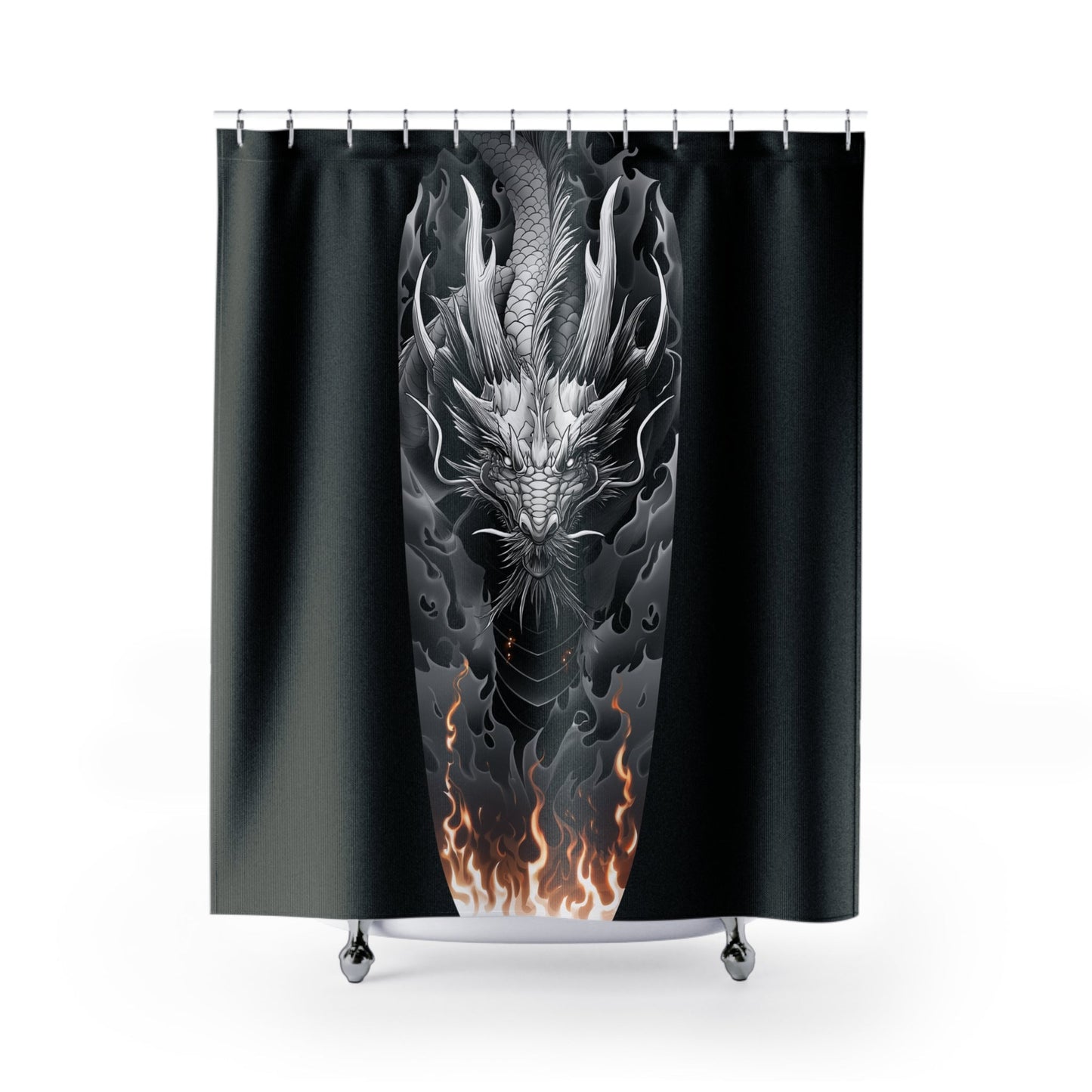 Dragon Shower Curtain, Gothic Bathroom Decor, Fantasy Art Bath Curtain - FlooredByArt
