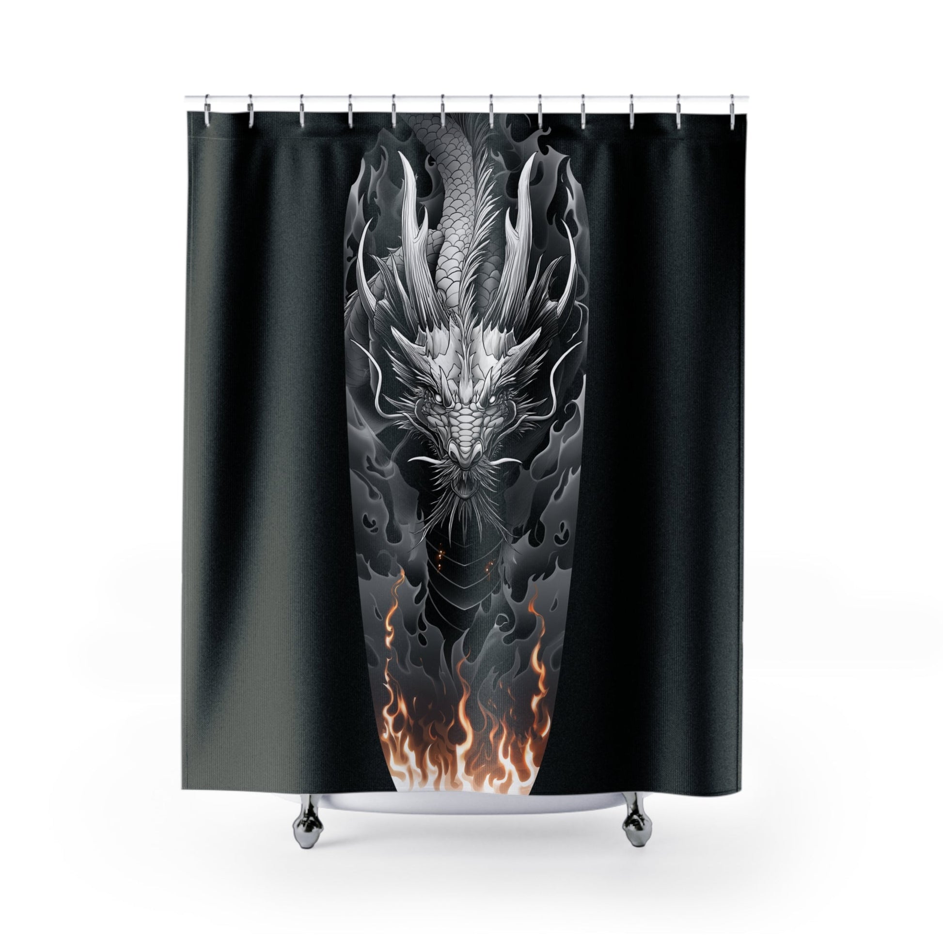 Dragon Shower Curtain, Gothic Bathroom Decor, Fantasy Art Bath Curtain - FlooredByArt