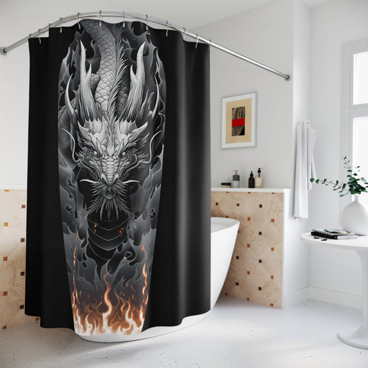 Dragon Shower Curtain, Gothic Bathroom Decor, Fantasy Art Bath Curtain - FlooredByArt