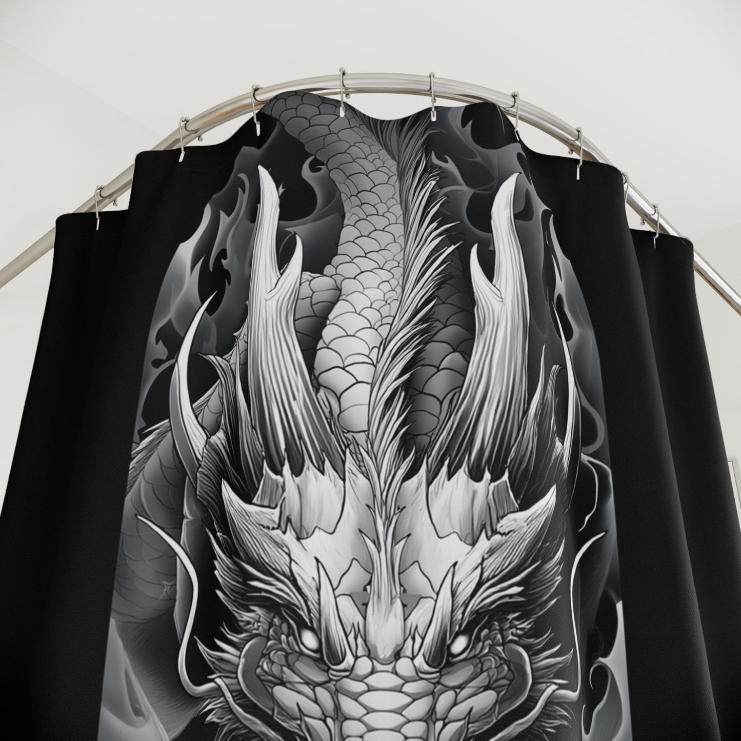 Dragon Shower Curtain, Gothic Bathroom Decor, Fantasy Art Bath Curtain - FlooredByArt
