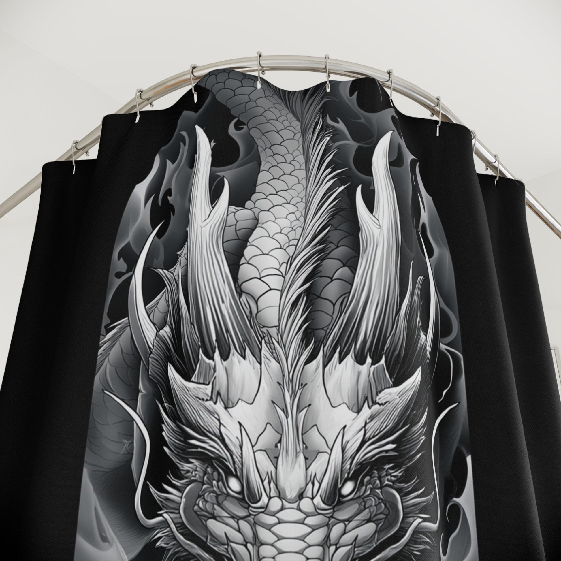 Dragon Shower Curtain, Gothic Bathroom Decor, Fantasy Art Bath Curtain - FlooredByArt