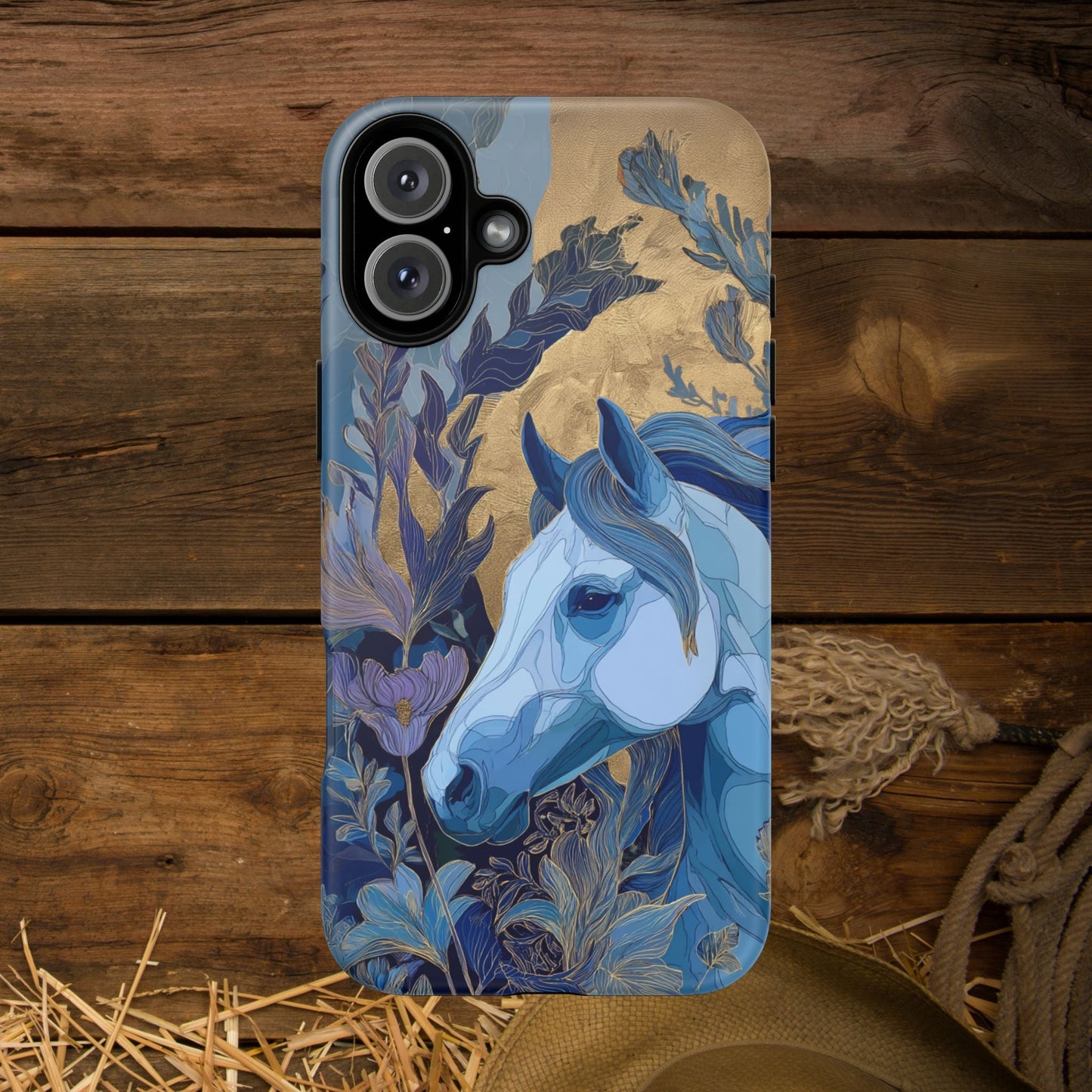 Elegant Horse iPhone Case - Floral Design With White Horse, Unique Gift - FlooredByArt