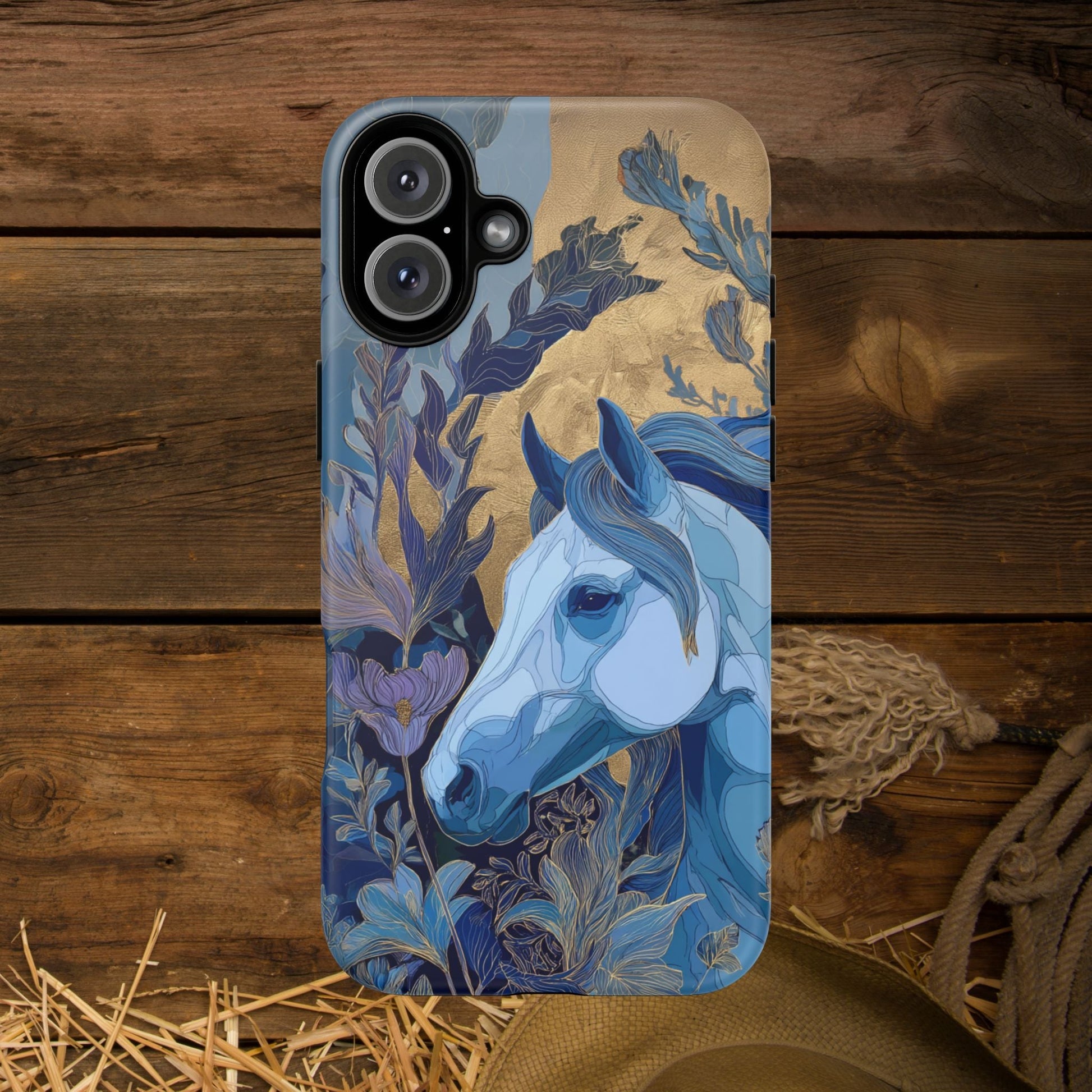 Elegant Horse iPhone Case - Floral Design With White Horse, Unique Gift - FlooredByArt