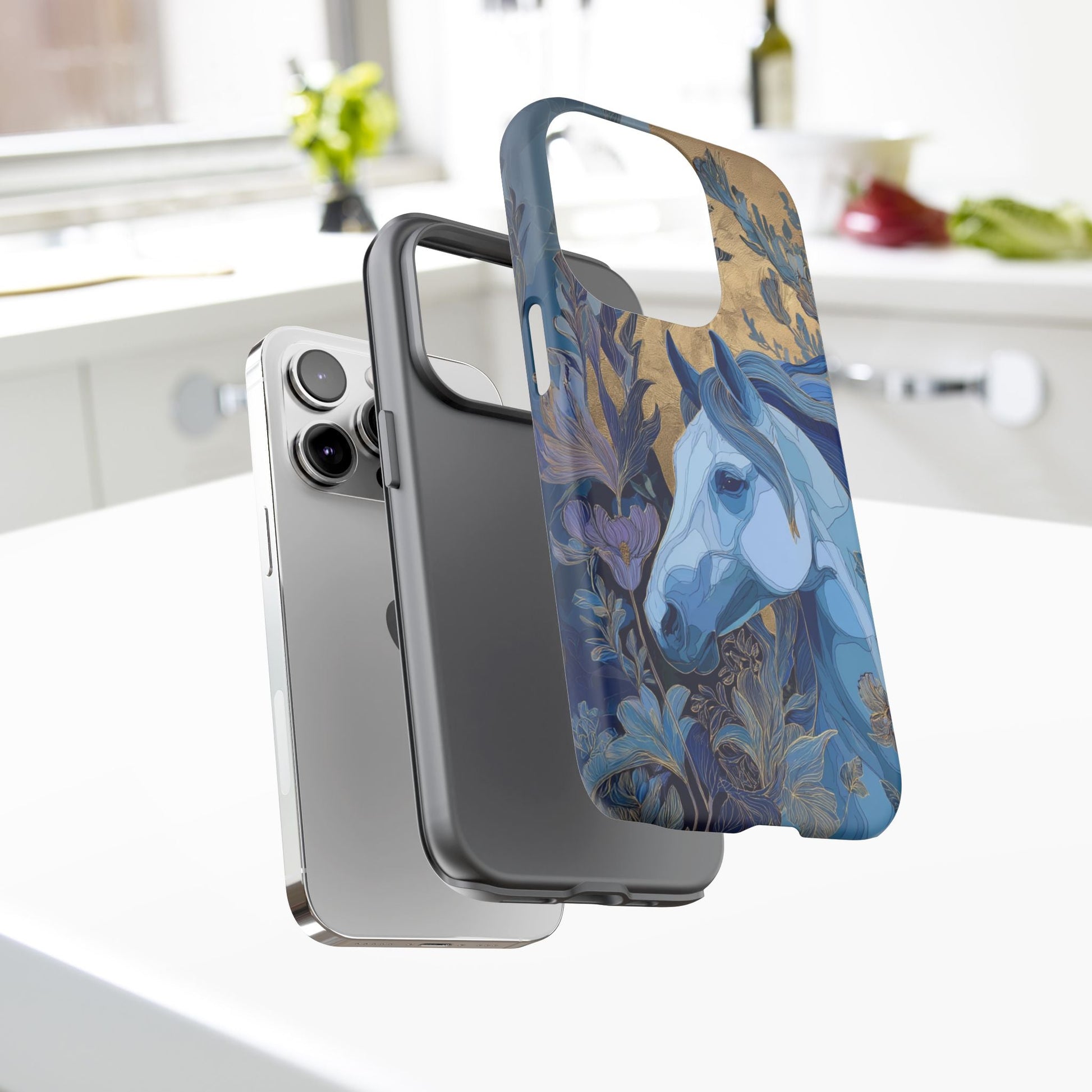 Elegant Horse iPhone Case - Floral Design With White Horse, Unique Gift - FlooredByArt