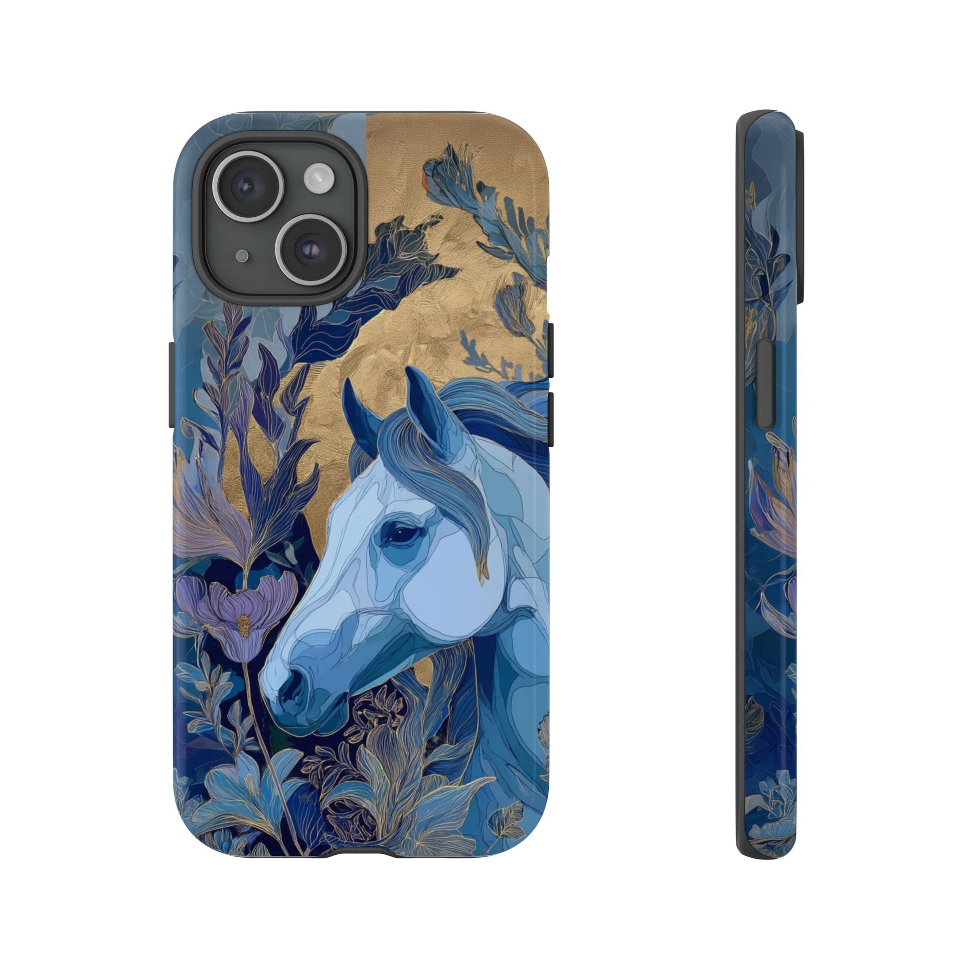 Elegant Horse iPhone Case - Floral Design With White Horse, Unique Gift - FlooredByArt