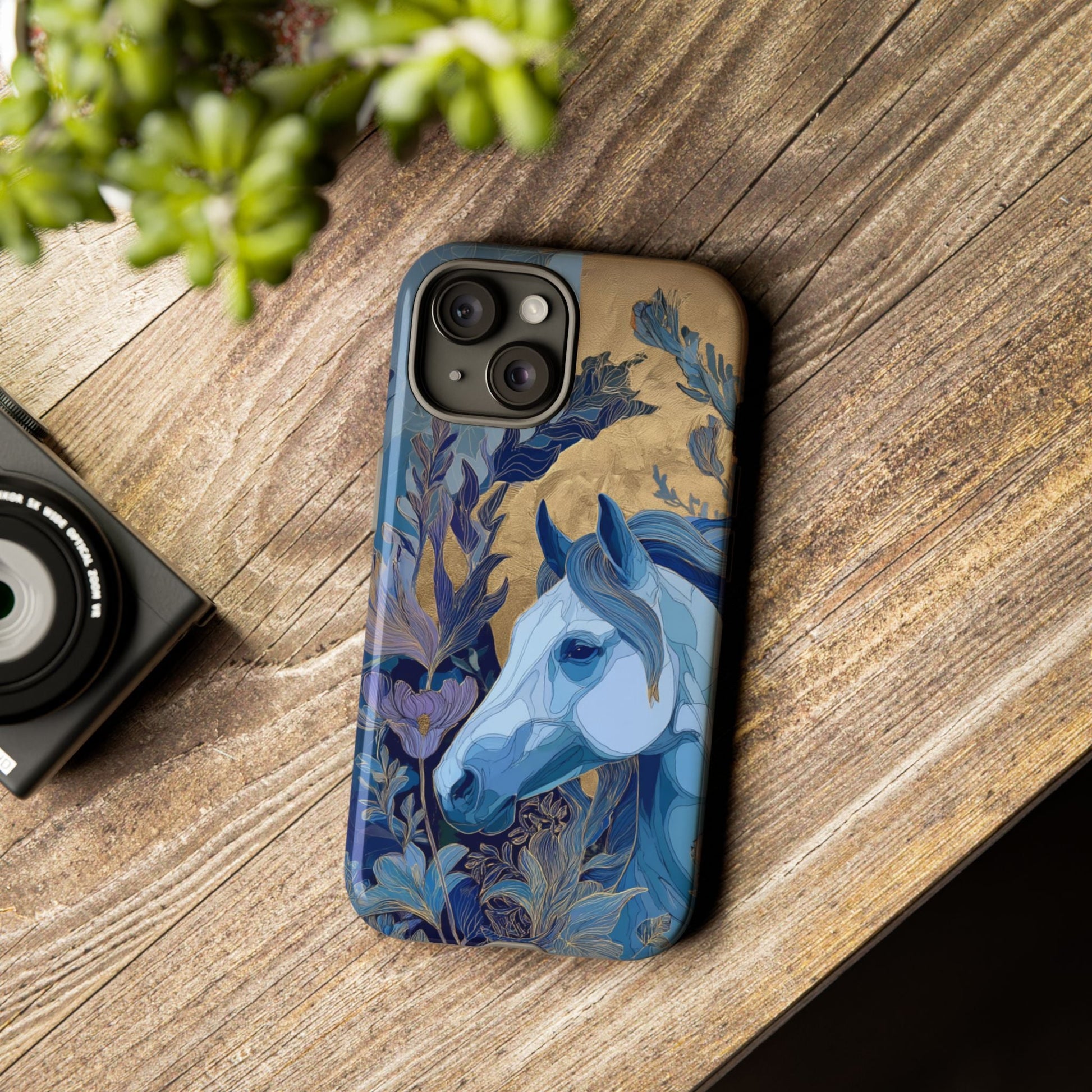 Elegant Horse iPhone Case - Floral Design With White Horse, Unique Gift - FlooredByArt