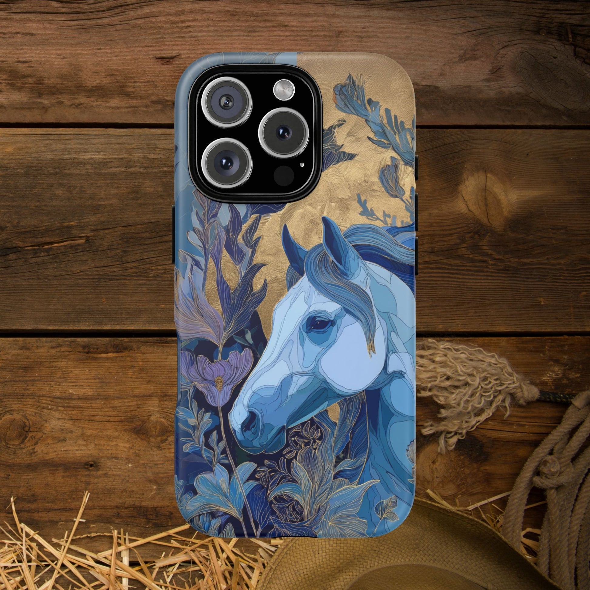 Elegant Horse iPhone Case - Floral Design With White Horse, Unique Gift - FlooredByArt