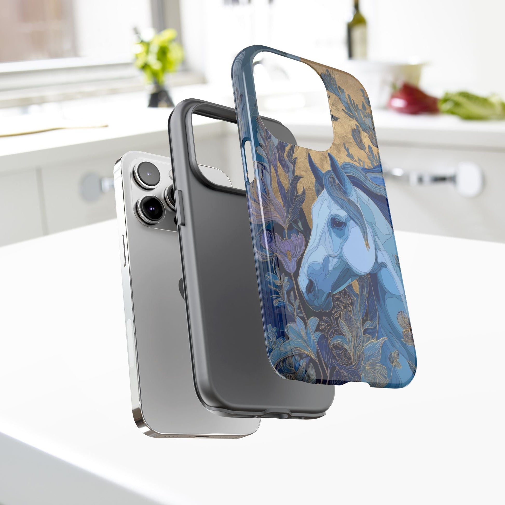 Elegant Horse iPhone Case - Floral Design With White Horse, Unique Gift - FlooredByArt