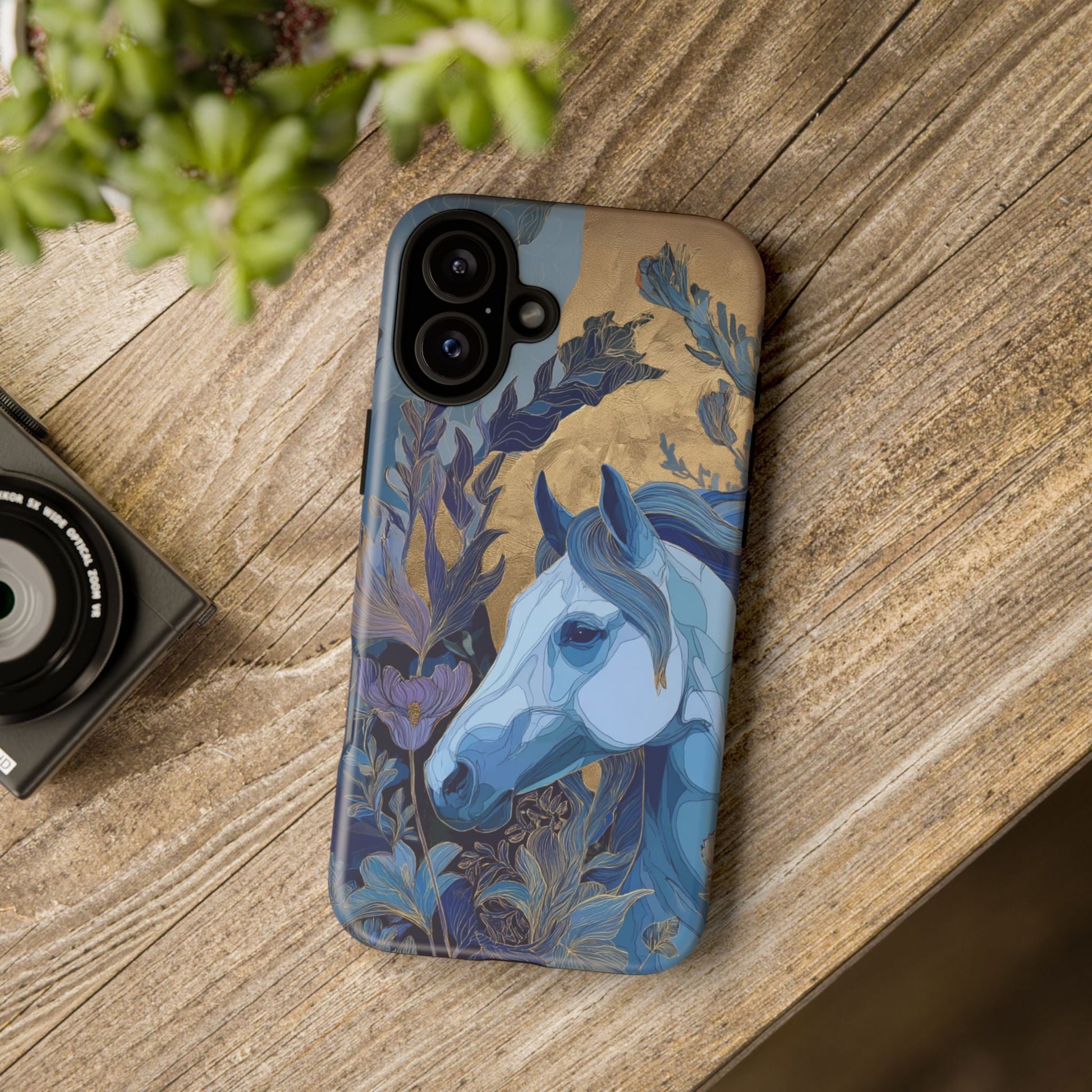 Elegant Horse iPhone Case - Floral Design With White Horse, Unique Gift - FlooredByArt