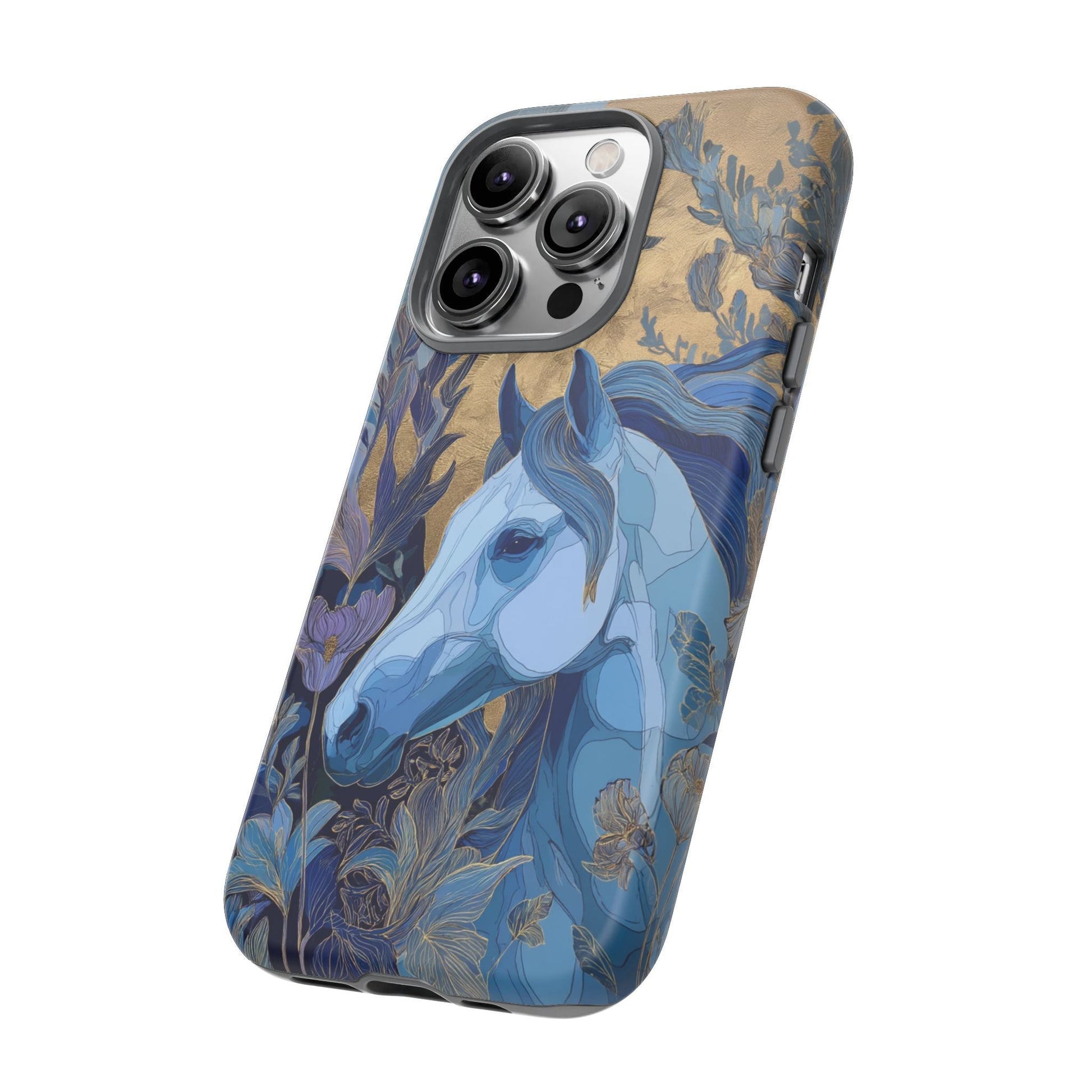 Elegant Horse iPhone Case - Floral Design With White Horse, Unique Gift - FlooredByArt