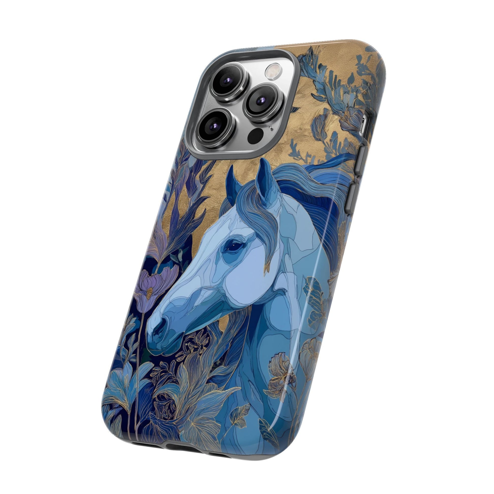 Elegant Horse iPhone Case - Floral Design With White Horse, Unique Gift - FlooredByArt