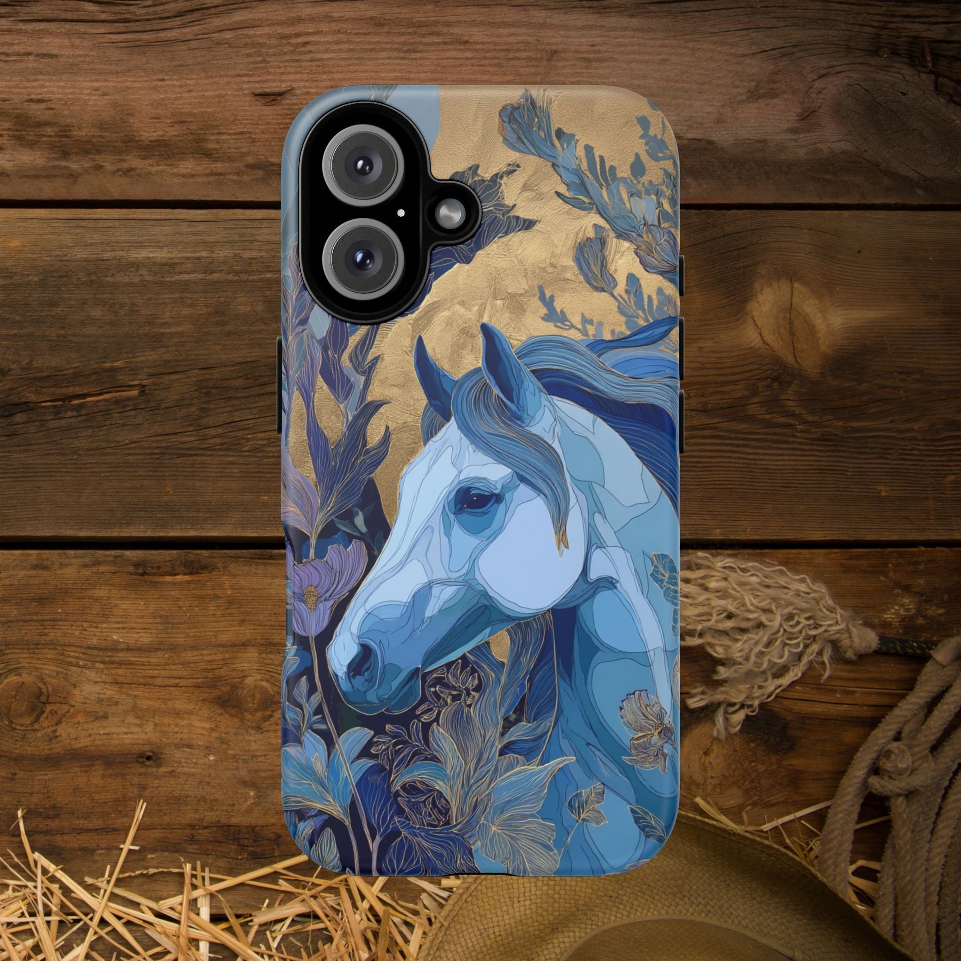 Elegant Horse iPhone Case - Floral Design With White Horse, Unique Gift - FlooredByArt
