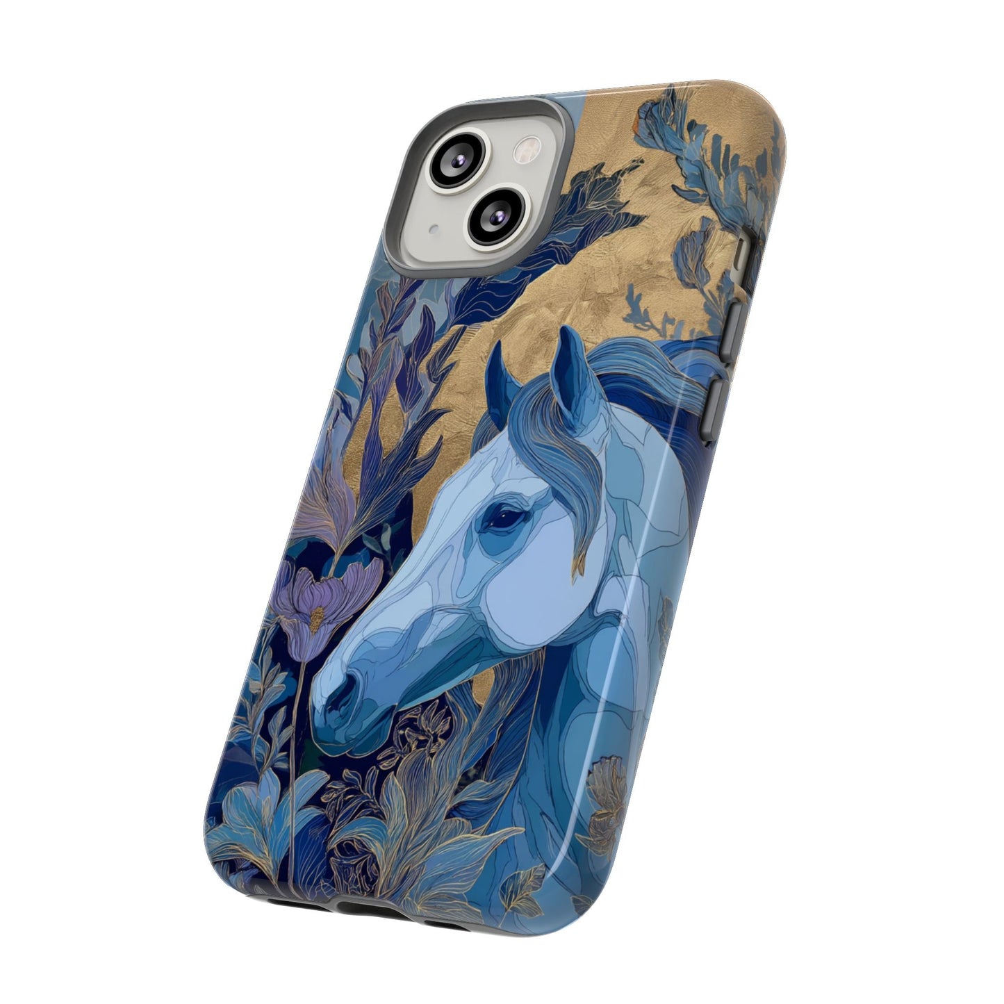 Elegant Horse iPhone Case - Floral Design With White Horse, Unique Gift - FlooredByArt