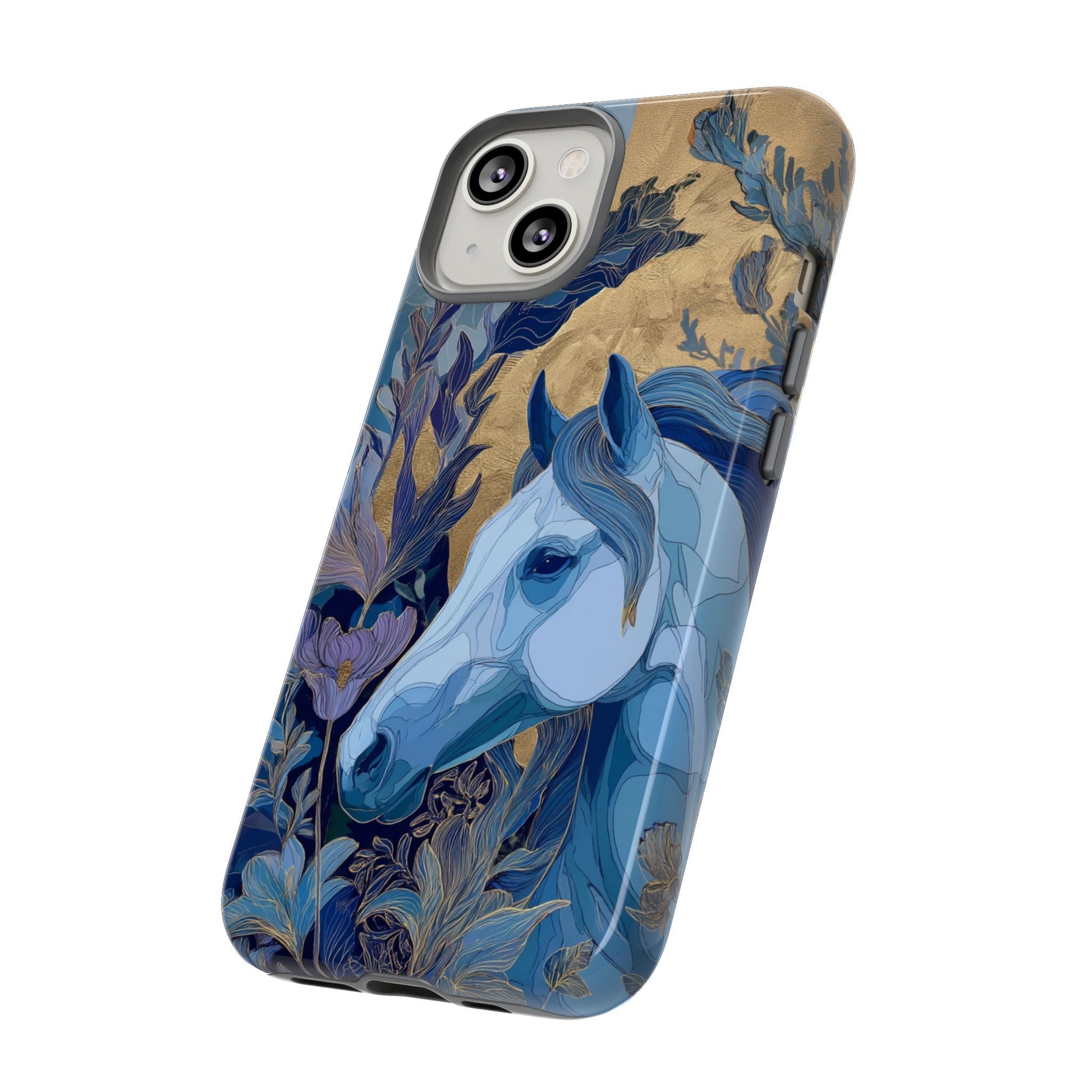 Elegant Horse iPhone Case - Floral Design With White Horse, Unique Gift - FlooredByArt