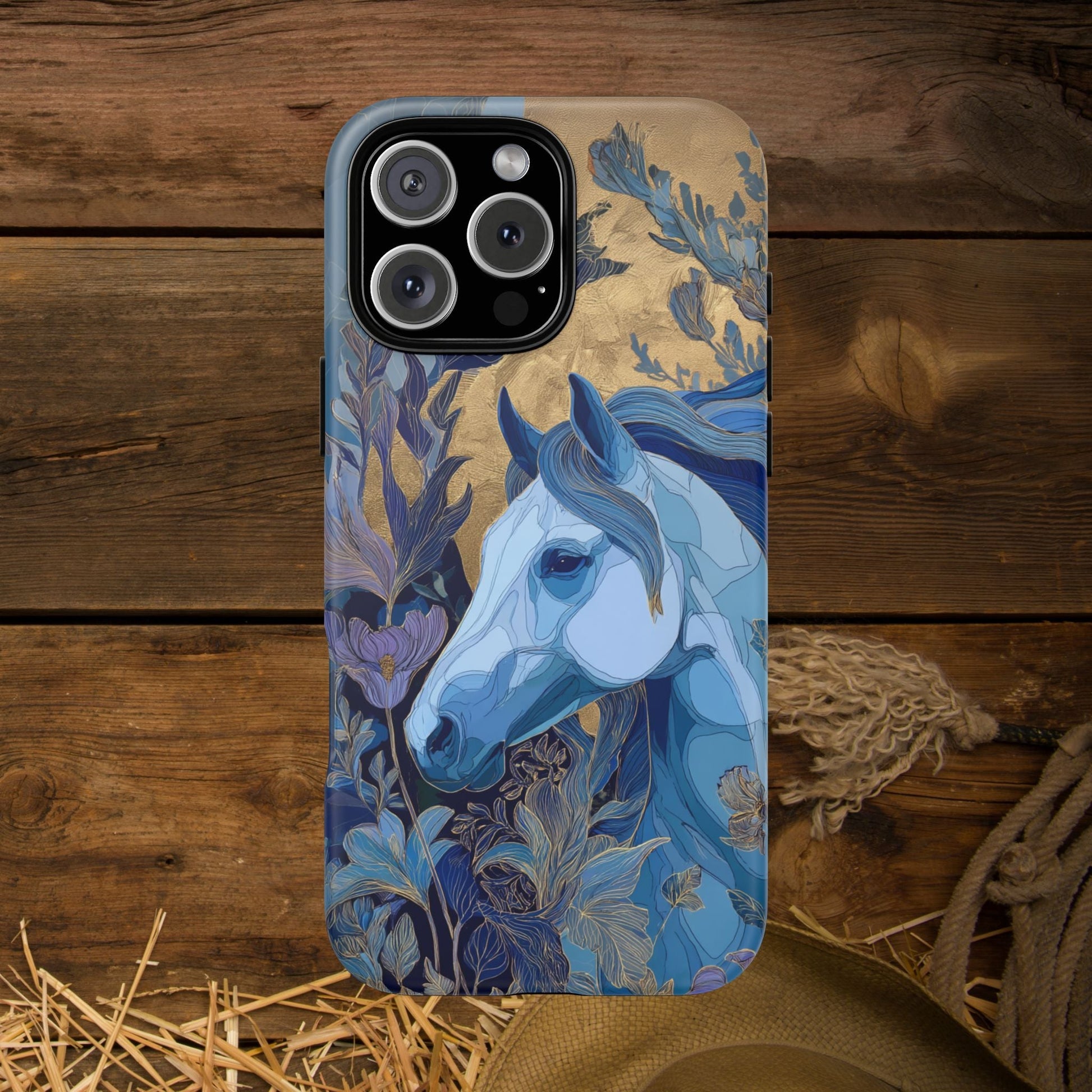 Elegant Horse iPhone Case - Floral Design With White Horse, Unique Gift - FlooredByArt