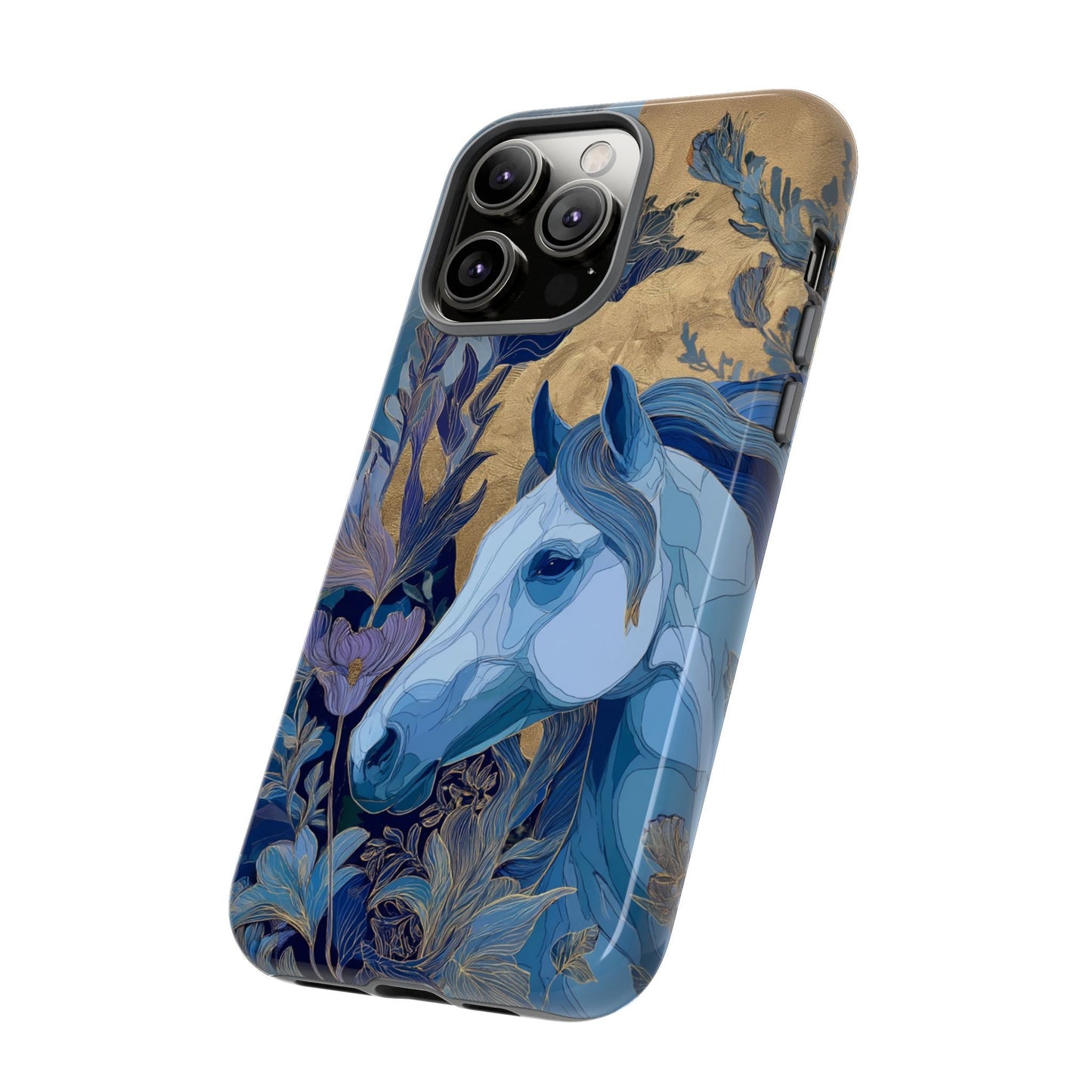 Elegant Horse iPhone Case - Floral Design With White Horse, Unique Gift - FlooredByArt